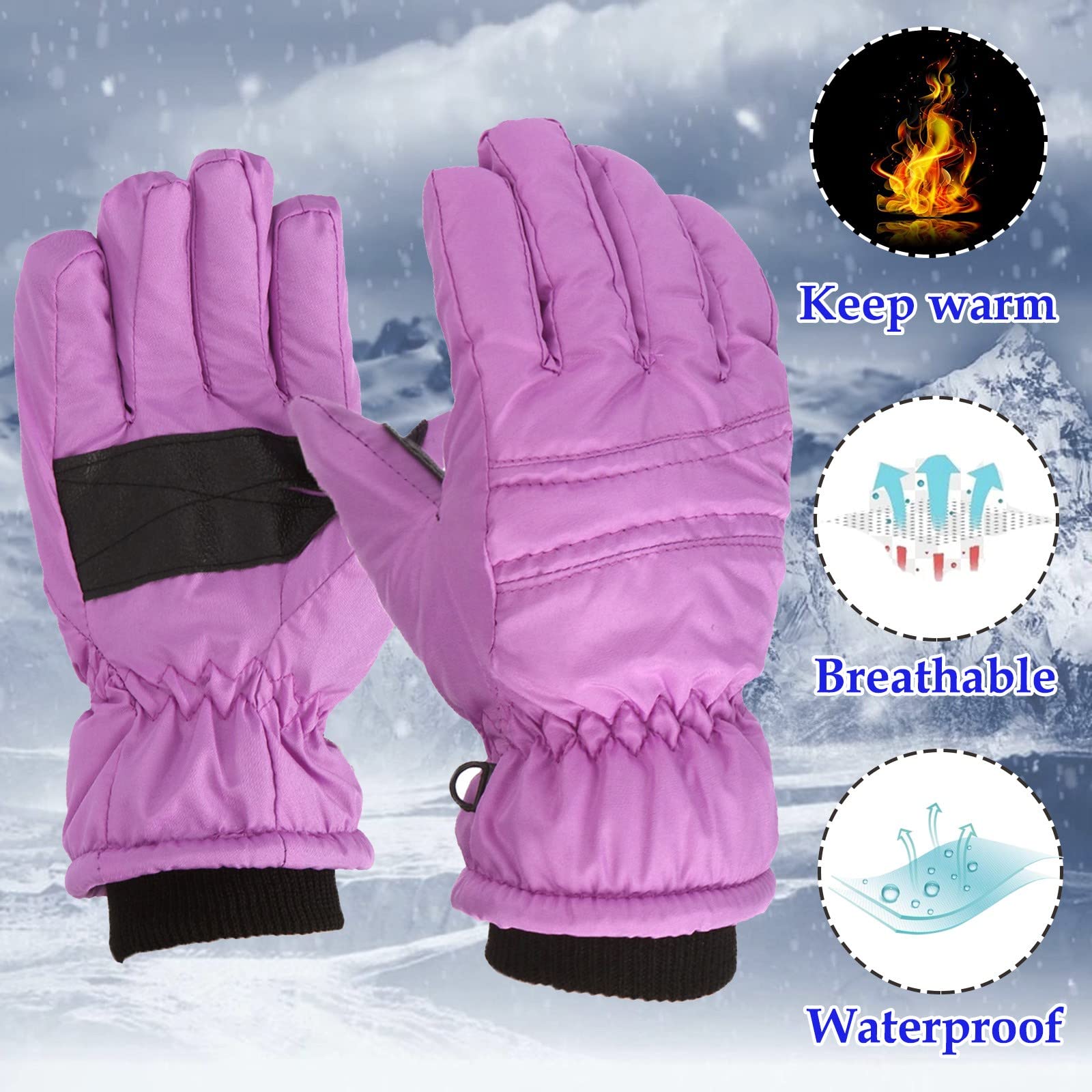 **Boys Winter Gloves - Waterproof & Windproof Ski Gloves for Cold Weather - Kids Snow Gloves for Skiing, Ice Skating & Outdoor Winter Activities**