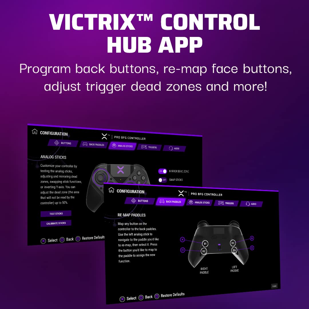 Victrix Pro BFG Wireless Gaming Controller for PS5 & PC - Customizable Triggers, Mappable Back Buttons, Wired/Wireless Modes | Perfect for Competitive Gaming & Esports Tournaments (Renewed)
