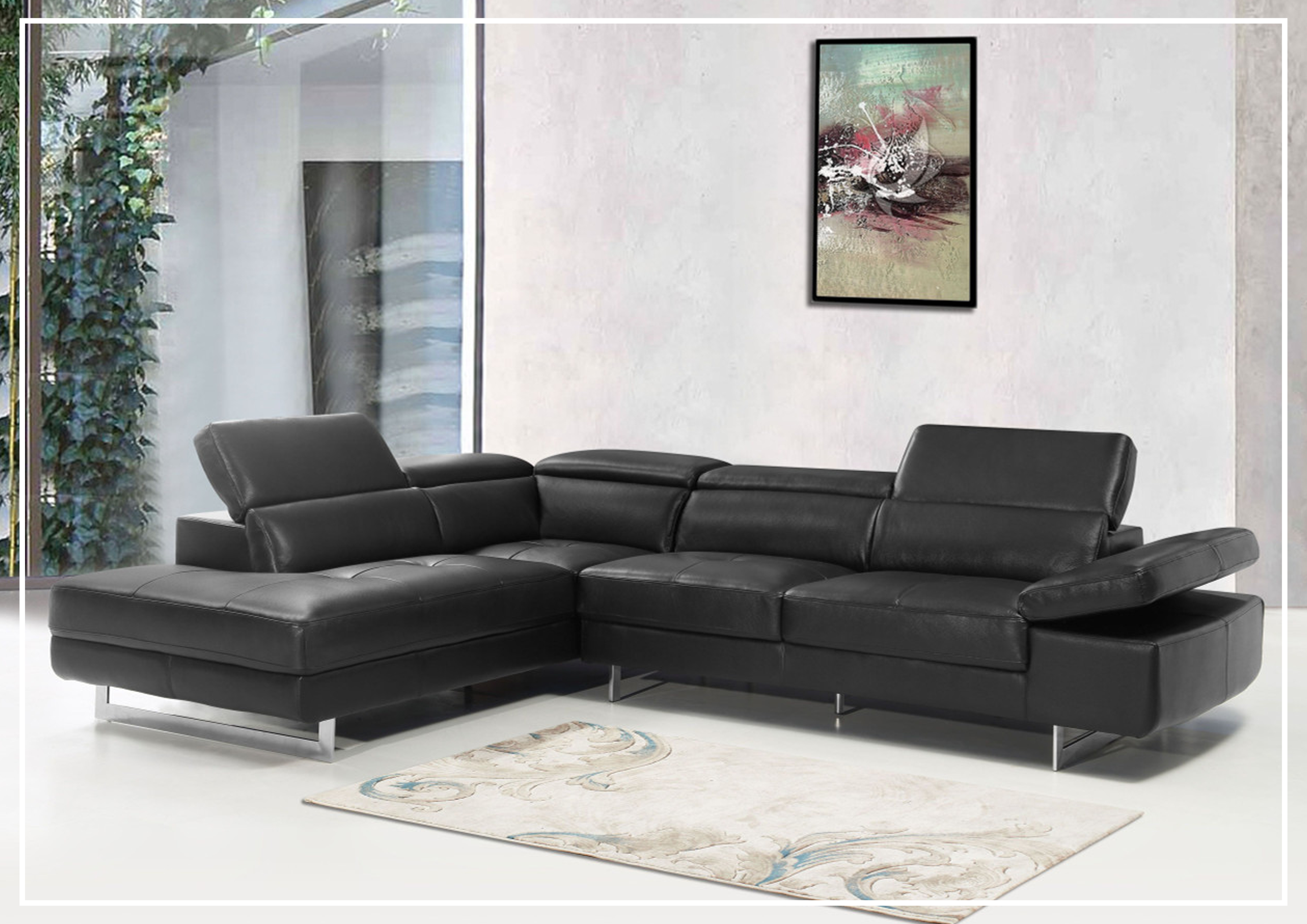 Gio Italia Cavour Mansion L-Shaped Italian Leather Sectional Sofa - Luxurious Modern Living Room Furniture for Home Theater & Family Gatherings