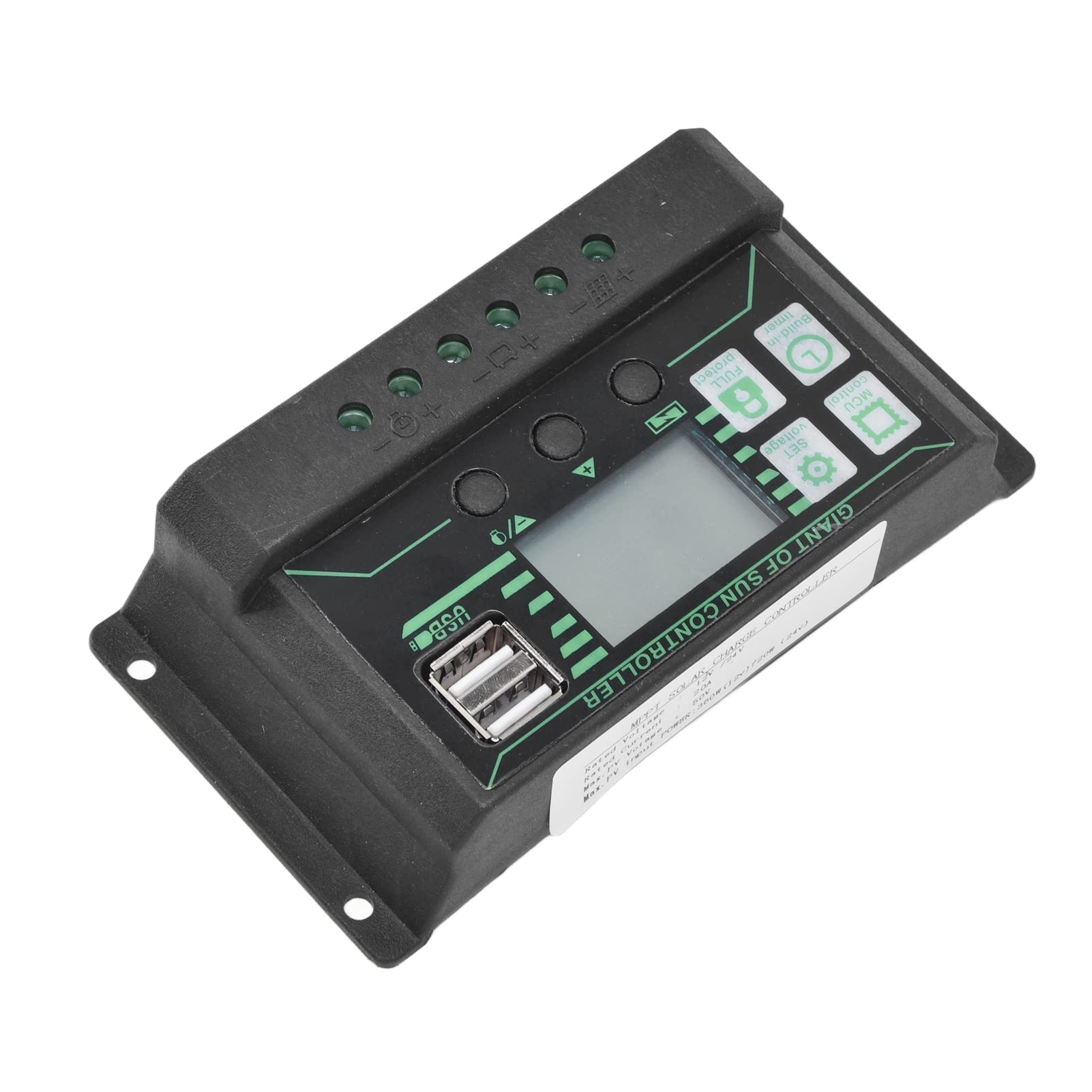 20A PWM Solar Charge Controller with Dual USB Ports - Demeras Auto-Identification Solar Regulator for Panels | Flexible Settings & Safe Protection | Ideal for RV, Boat, Off-Grid Power Systems