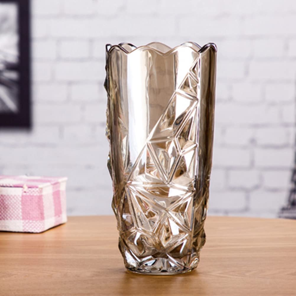 Handmade Crystal Glass Vase - 10x5 Inch Elegant Decorative Vase for Flower Arrangements, Home Decor, Office & Wedding Centerpieces | Perfect for Living Room, Dining Table & Gift Giving