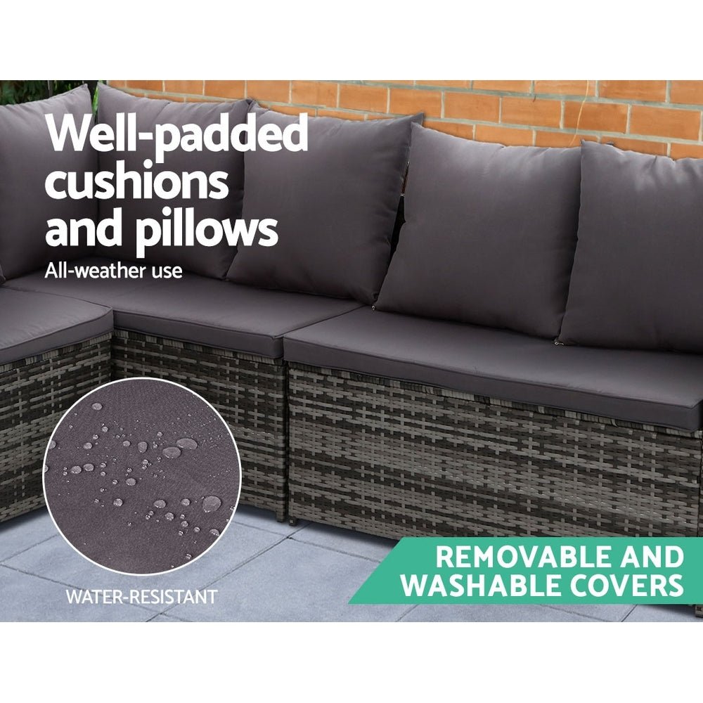9-Seat Wicker Outdoor Patio Furniture Set with Storage Cover - Mixed Grey Color - Perfect for Backyard, Garden, Poolside & Terrace Relaxation