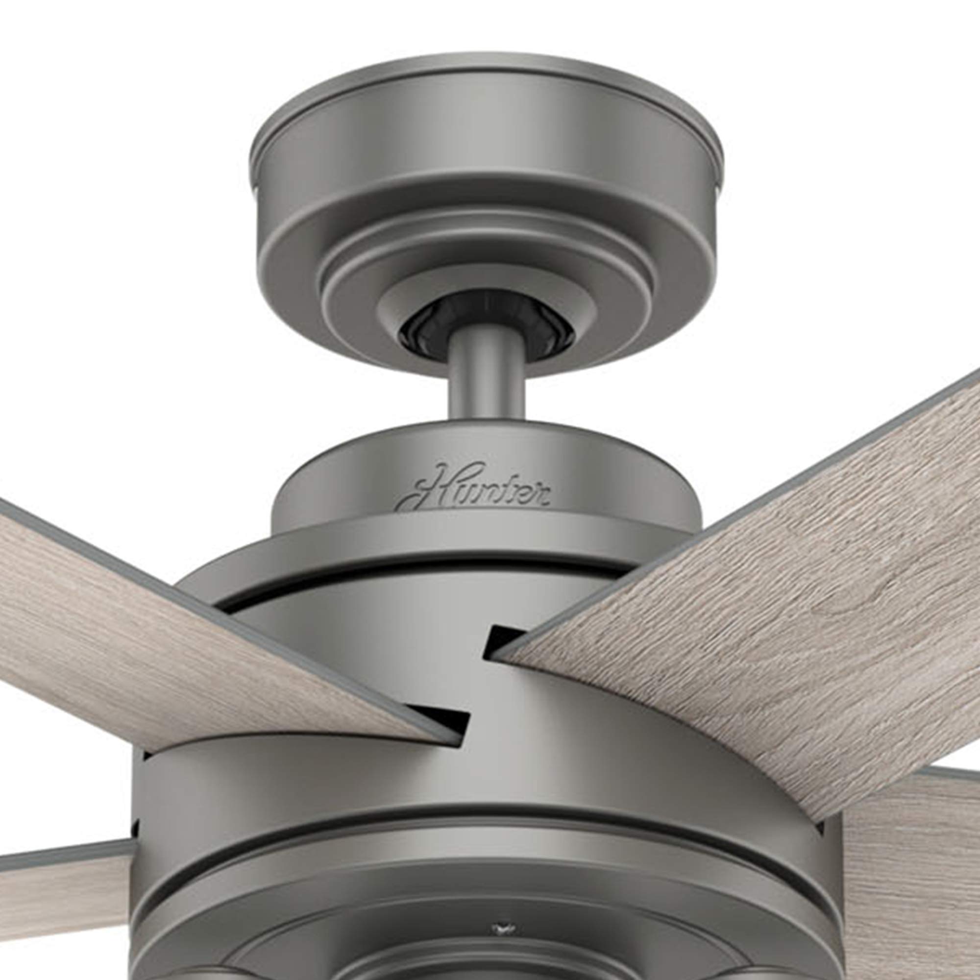 Hunter Fan 44 Inch Modern Matte Silver Ceiling Fan with LED Light Kit & Remote Control - Indoor Use for Living Room, Bedroom, Office (Renewed)