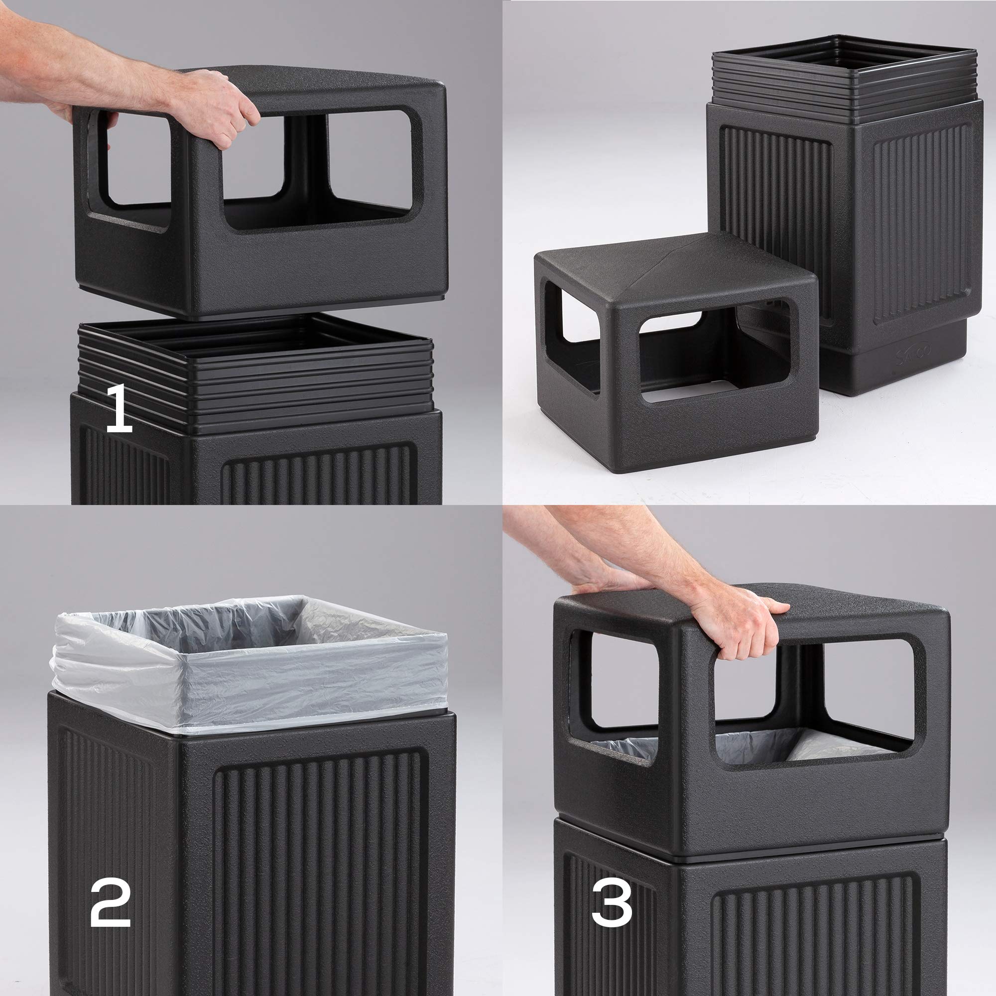 Safco Canmeleon 38-Gallon Heavy-Duty Trash Can - Commercial Grade Black Garbage Bin for Indoor & Outdoor Use - Weatherproof & Durable Waste Container for Restaurants, Offices & Home Use