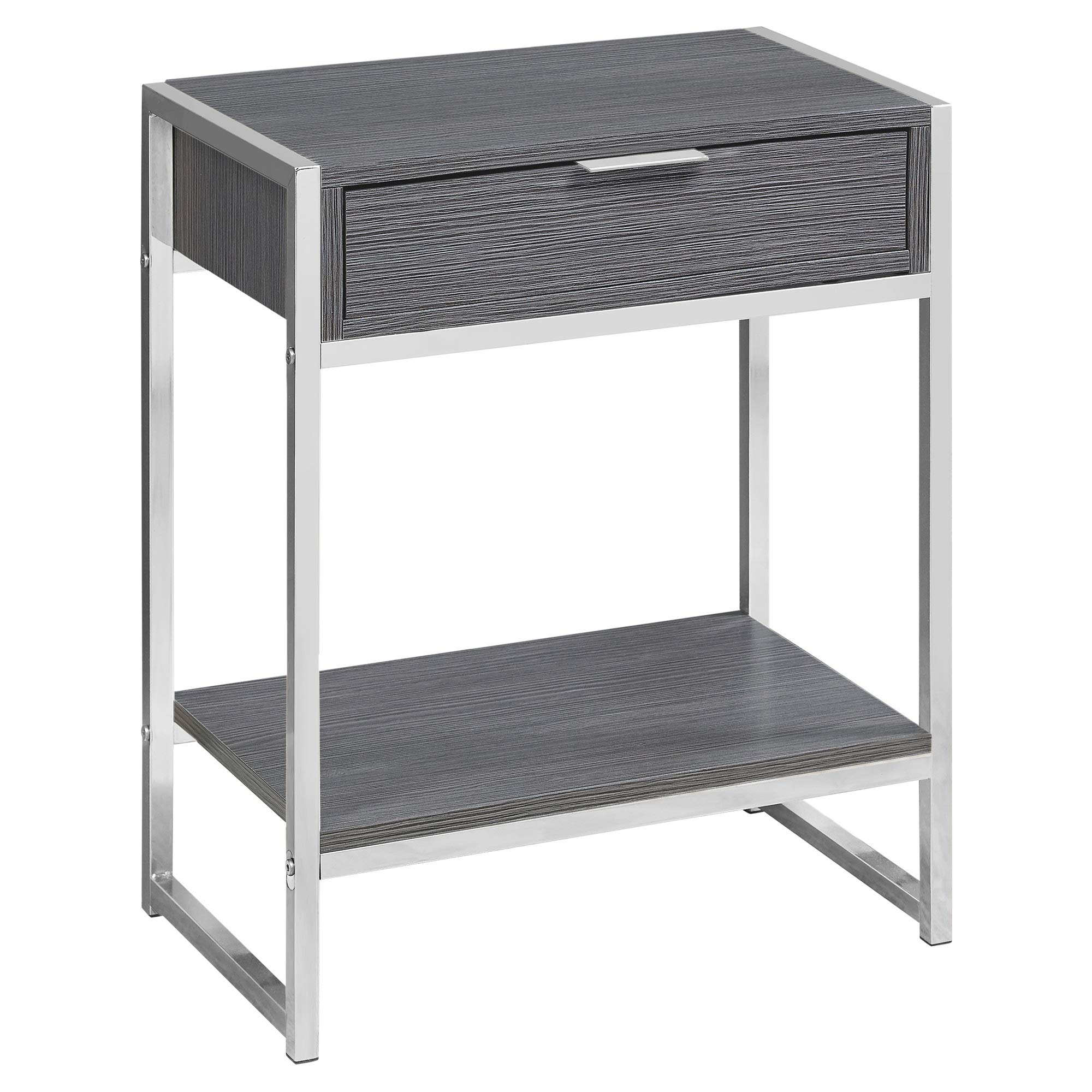 Ergode Modern Accent Table - 24 Inch Height, Gray Finish with Chrome Metal Base | Perfect for Living Room, Bedroom, or Office Decor