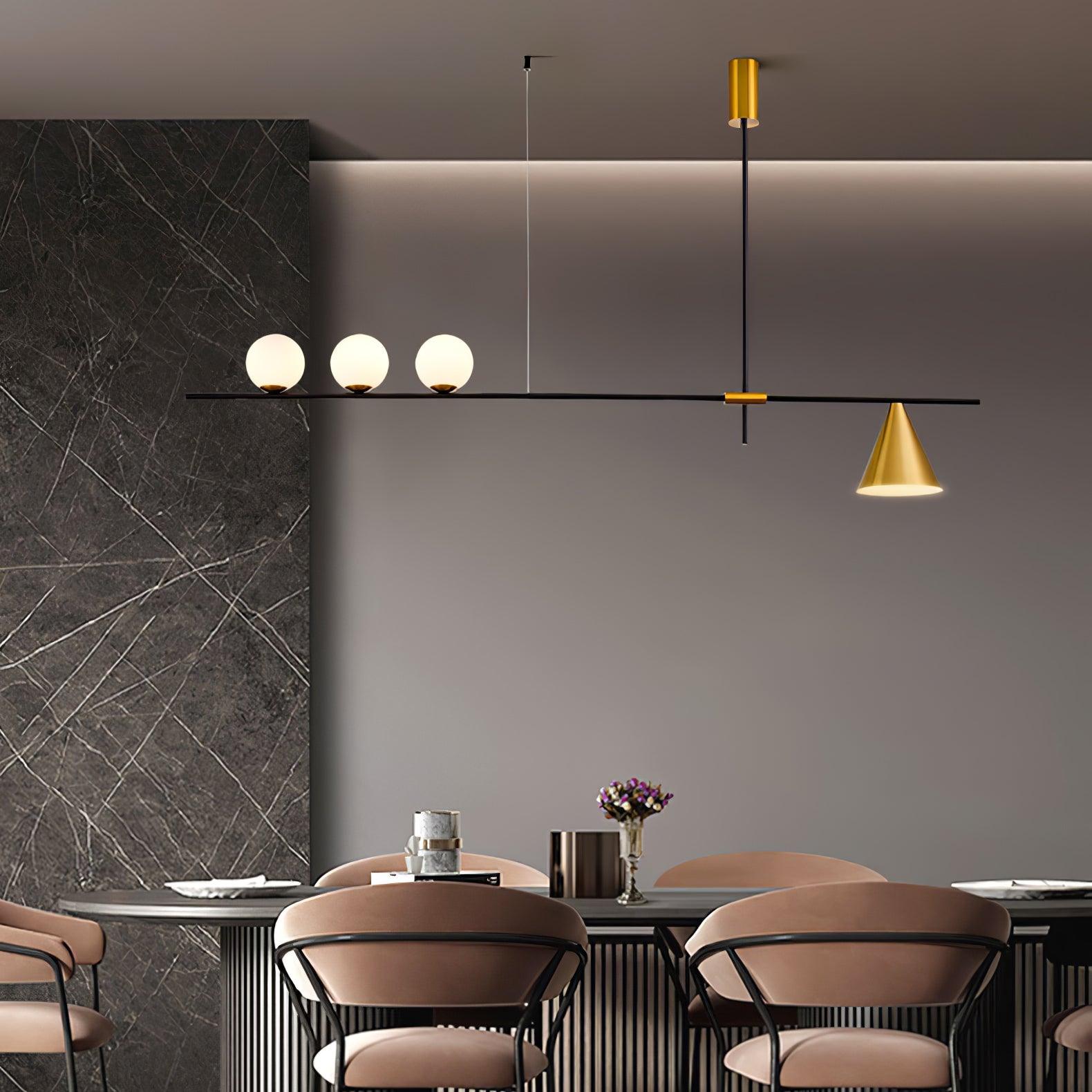 Eclipse Linear Suspension Light - Modern LED Pendant Lighting for Kitchen, Dining Room & Office - Dimmable Hanging Fixture with Adjustable Height