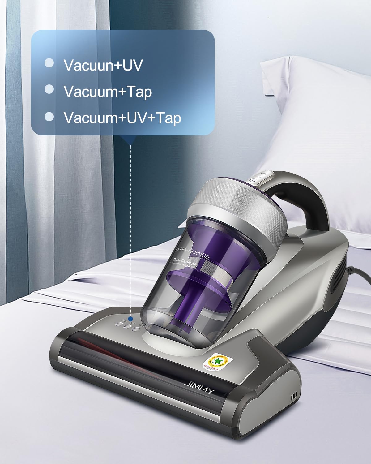 Jimmy Mattress Vacuum Cleaner with UV-C Light & 140°F Heat - 14KPa 480W Powerful Handheld Vacuum for Dust, Allergens & Pet Hair (JV35 Corded) - Perfect for Mattress Cleaning, Allergy Relief & Pet Hair Removal