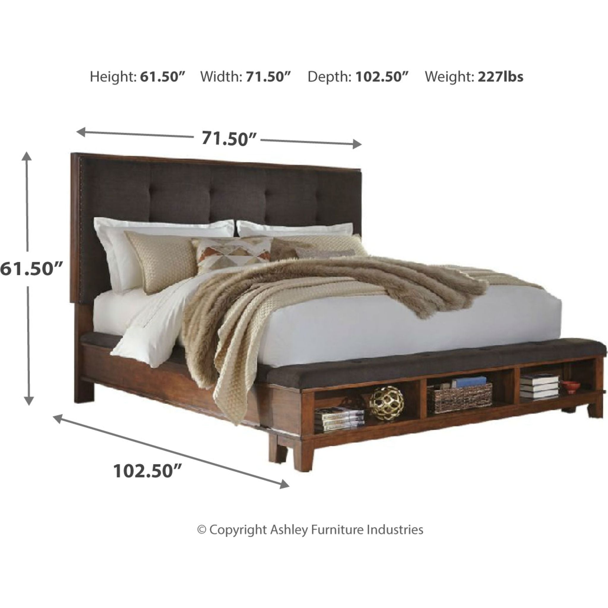 Ashley Ralene 3-Piece Panel Bed Set - Queen Size Wooden Bed Frame with Headboard & Footboard - Perfect for Master Bedroom & Guest Room Decor