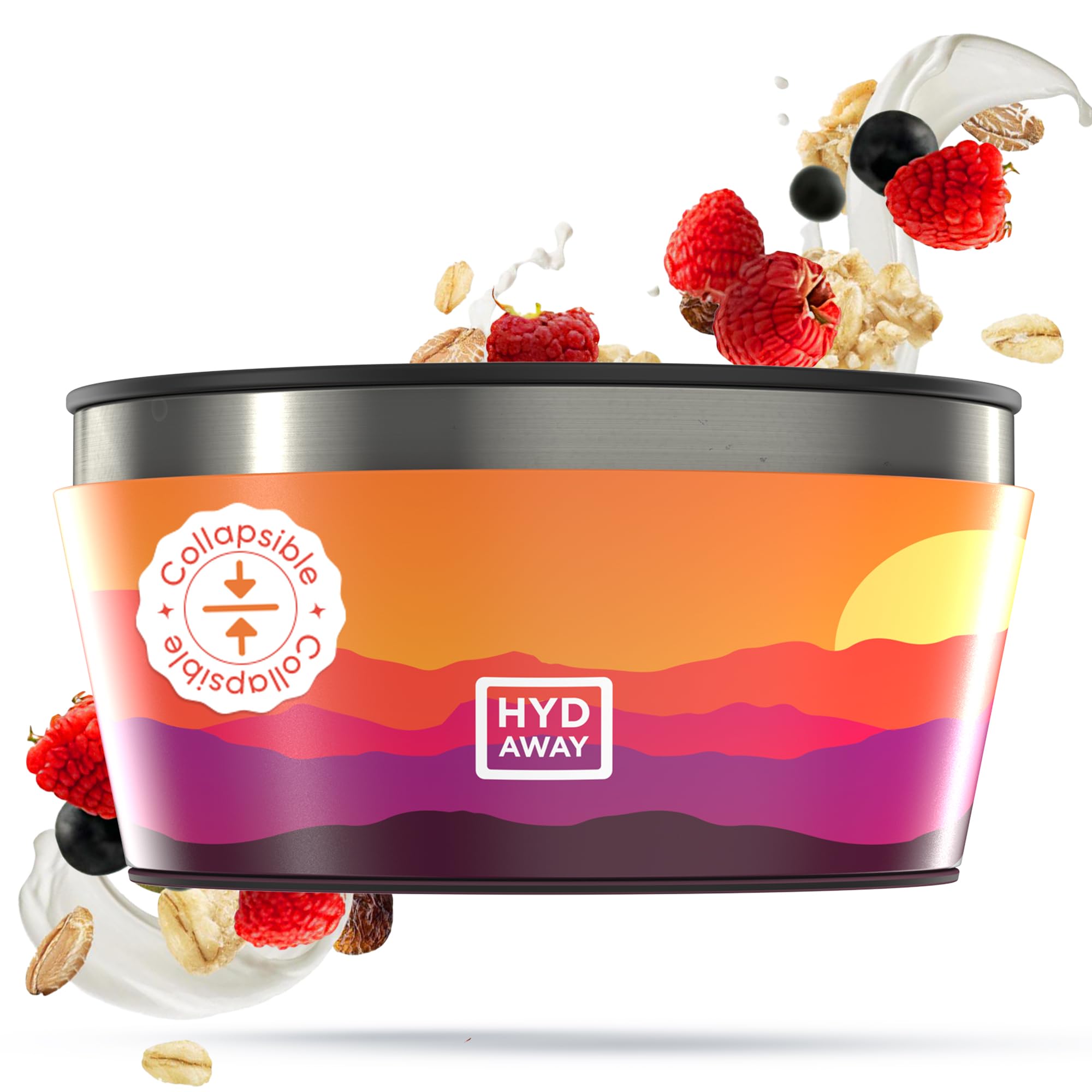 HYDAWAY 1-Quart Collapsible Insulated Bowls | 4-Pack | Lightweight & Space-Saving | Perfect for Camping, RV, Travel, Picnics & Pet Food Storage | BPA-Free & Leak-Proof Design