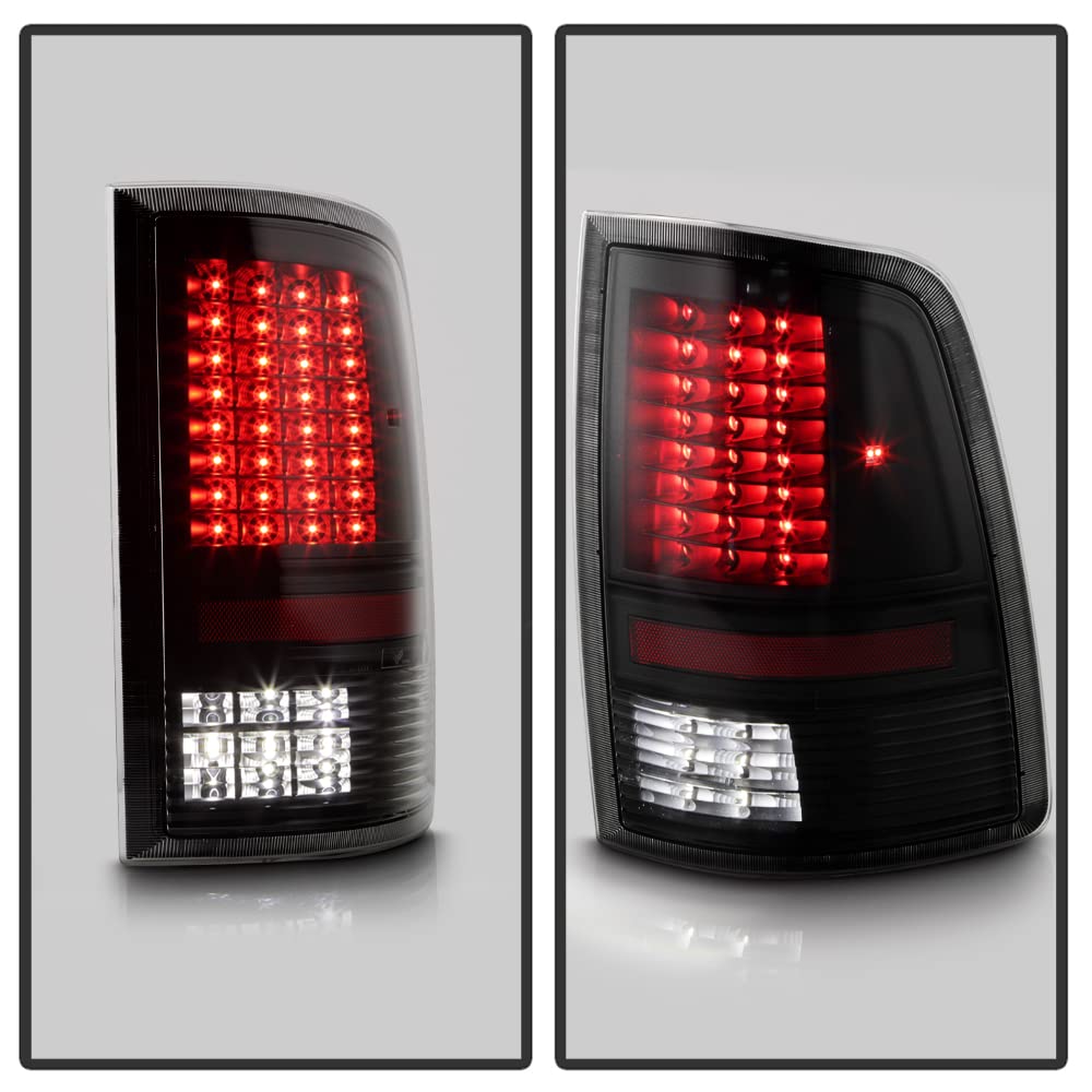 ACANII LED Tail Lights for 2009-2018 Dodge Ram 1500/2500/3500 - Black Housing, Updated Design - Left & Right Rear Lamps for Enhanced Visibility & Style (Perfect for Night Driving & Truck Customization)