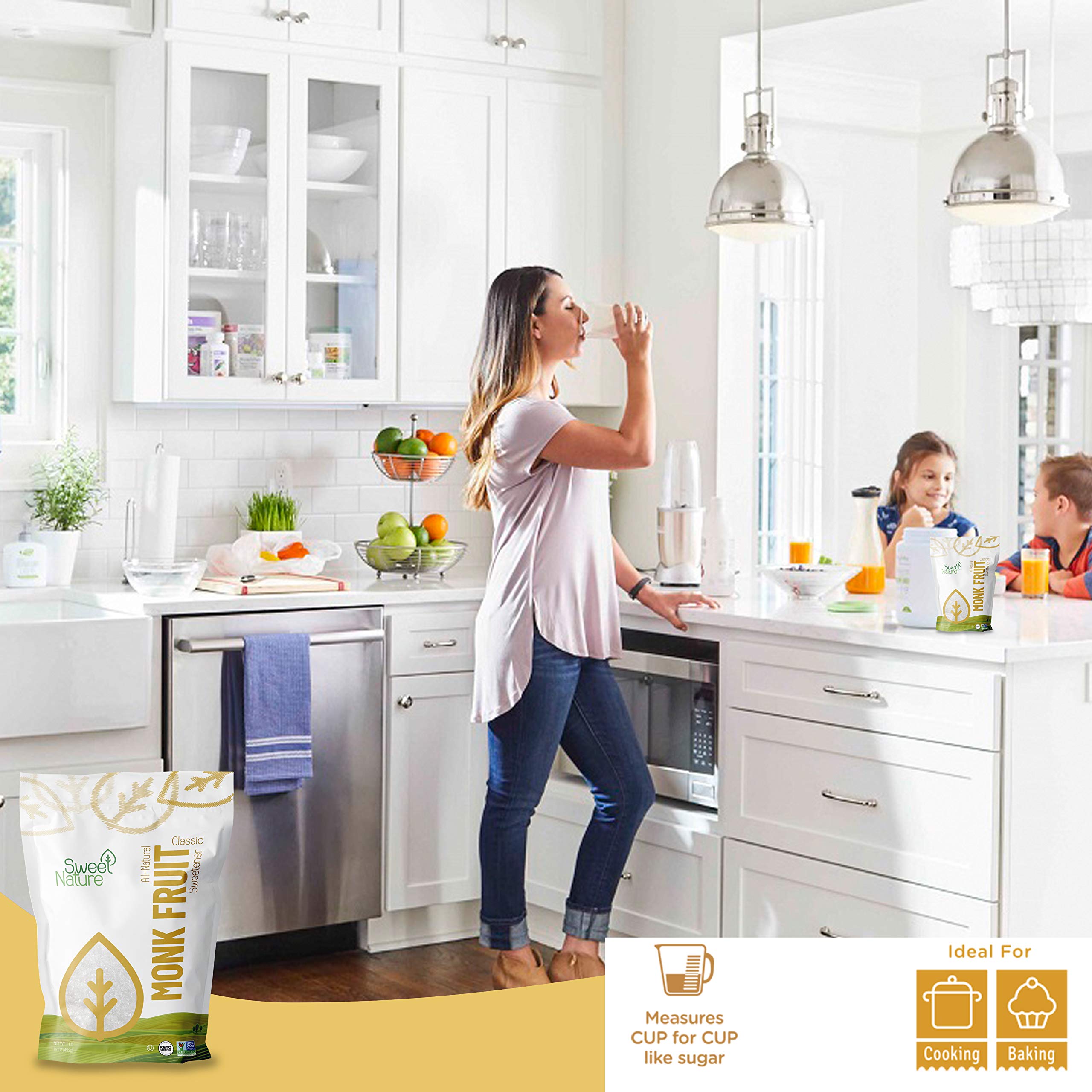 Sweet Nature Monk Fruit Sweetener - Classic Non-GMO, Gluten-Free, Keto-Friendly Sugar Substitute (48oz) - Perfect for Baking, Coffee, Tea & Healthy Cooking