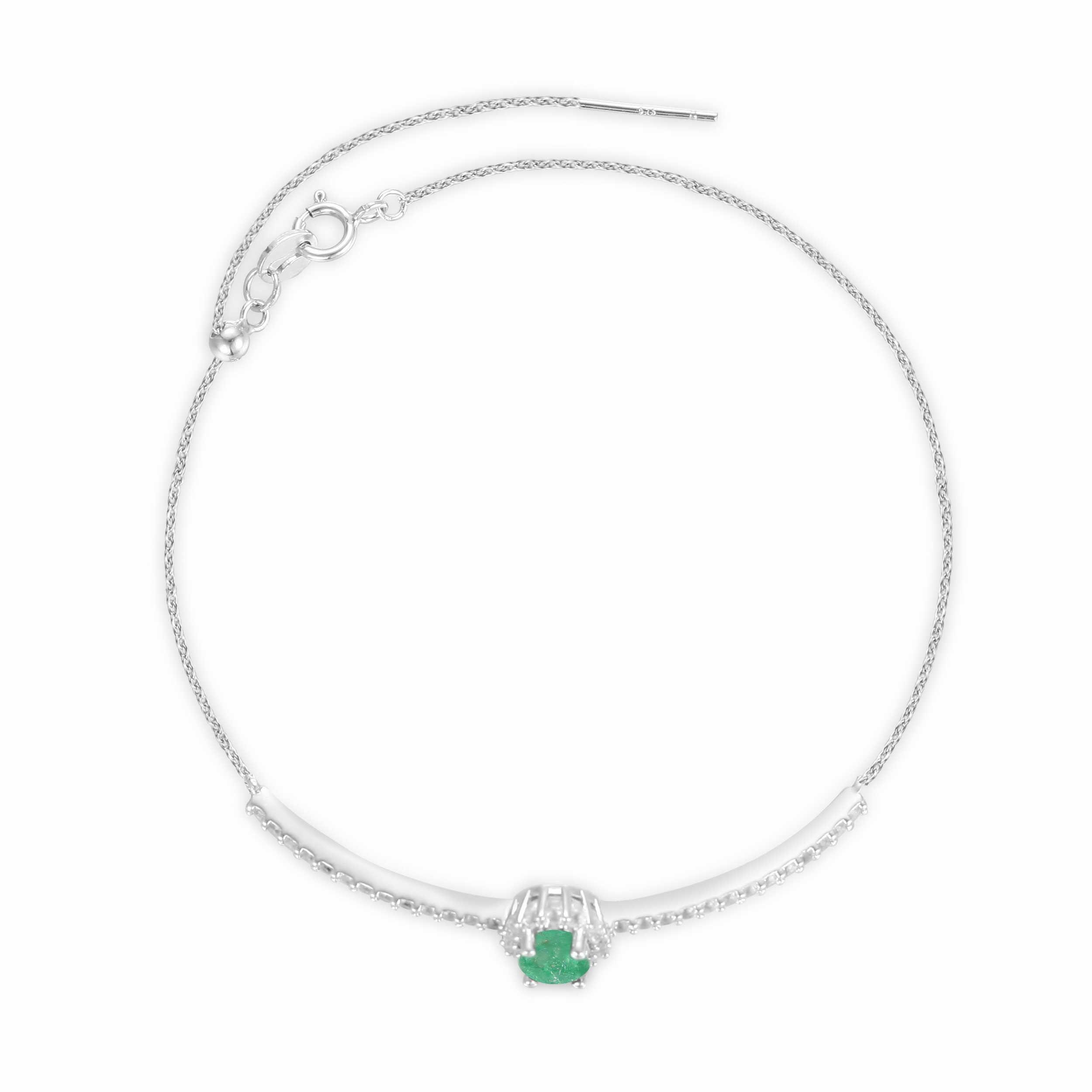 Emerald Green Tennis Halo Bracelet for Women - 14K Gold Plated Elegant Jewelry Gift for Birthday, Anniversary & Valentine's Day - Perfect for Parties, Weddings & Everyday Wear