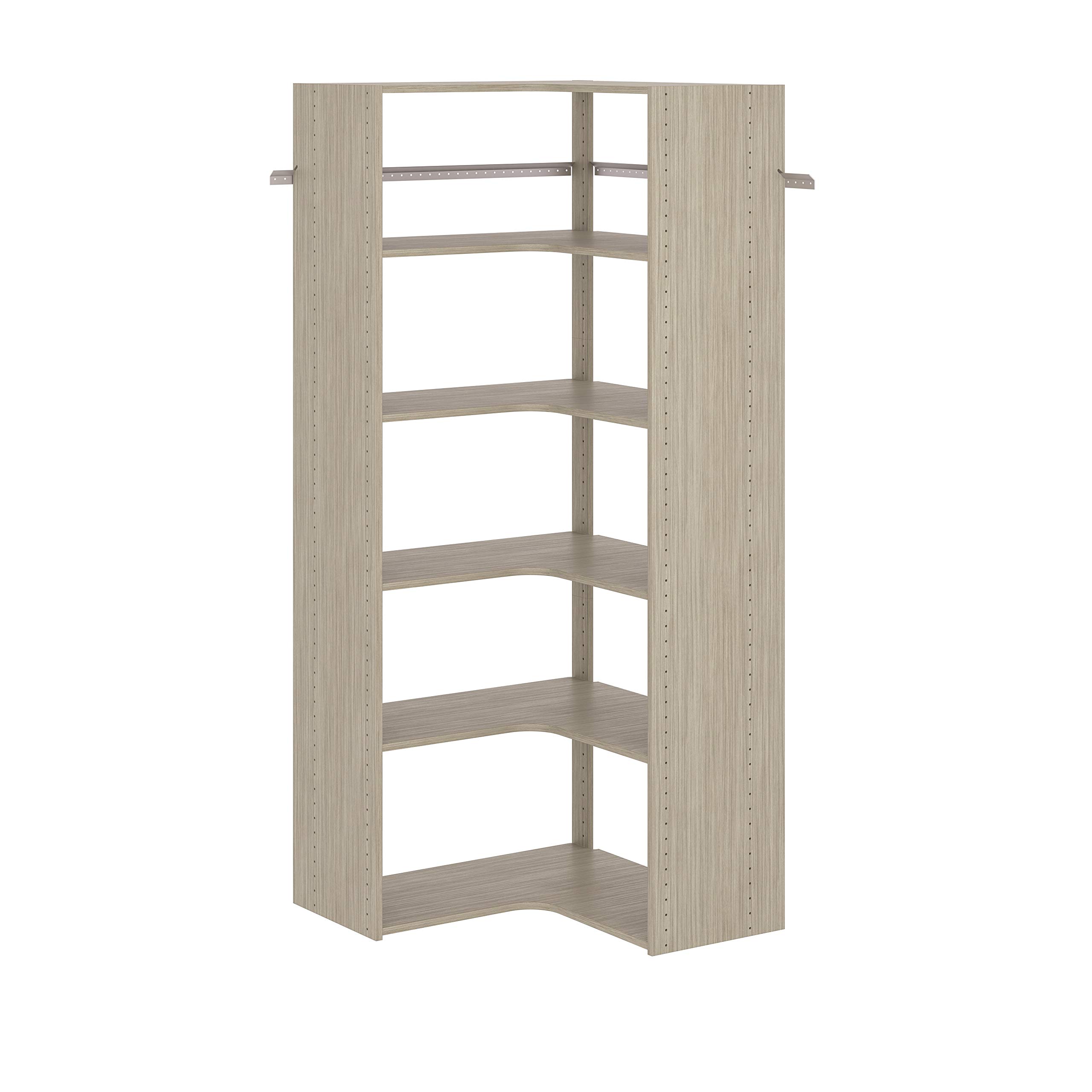 Adjustable Corner Tower Clothing Storage Kit - PH42-CG Closet Organizer with Weathered Grey Finish | Space-Saving Wardrobe Solution for Bedrooms, Closets & Dorm Rooms