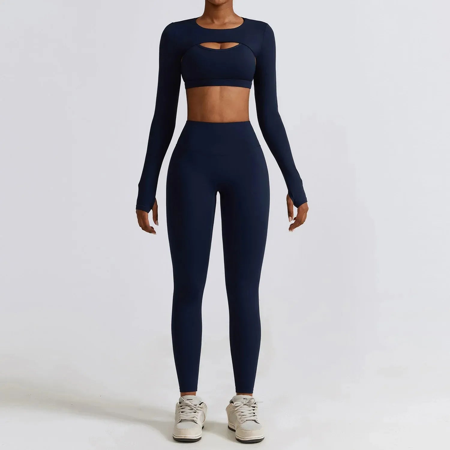 2/3PC Women's Seamless Long Sleeve Yoga Set - High Waist Workout Leggings & Sportswear Gym Clothing for Yoga, Running, Fitness & Lounge Wear