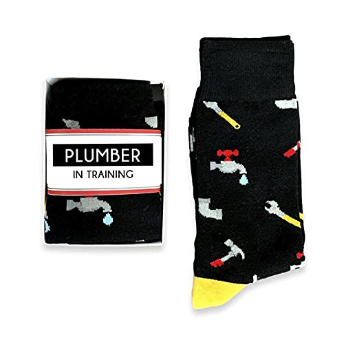 Funny Plumber Socks for Men - Novelty Crew Socks with Doodle Beads & 'Plumbers Know Their Crap' Design - Perfect Birthday Gift for Drain Surgeons & Plumbing Professionals (Great for Work, Gag Gifts & Casual Wear)