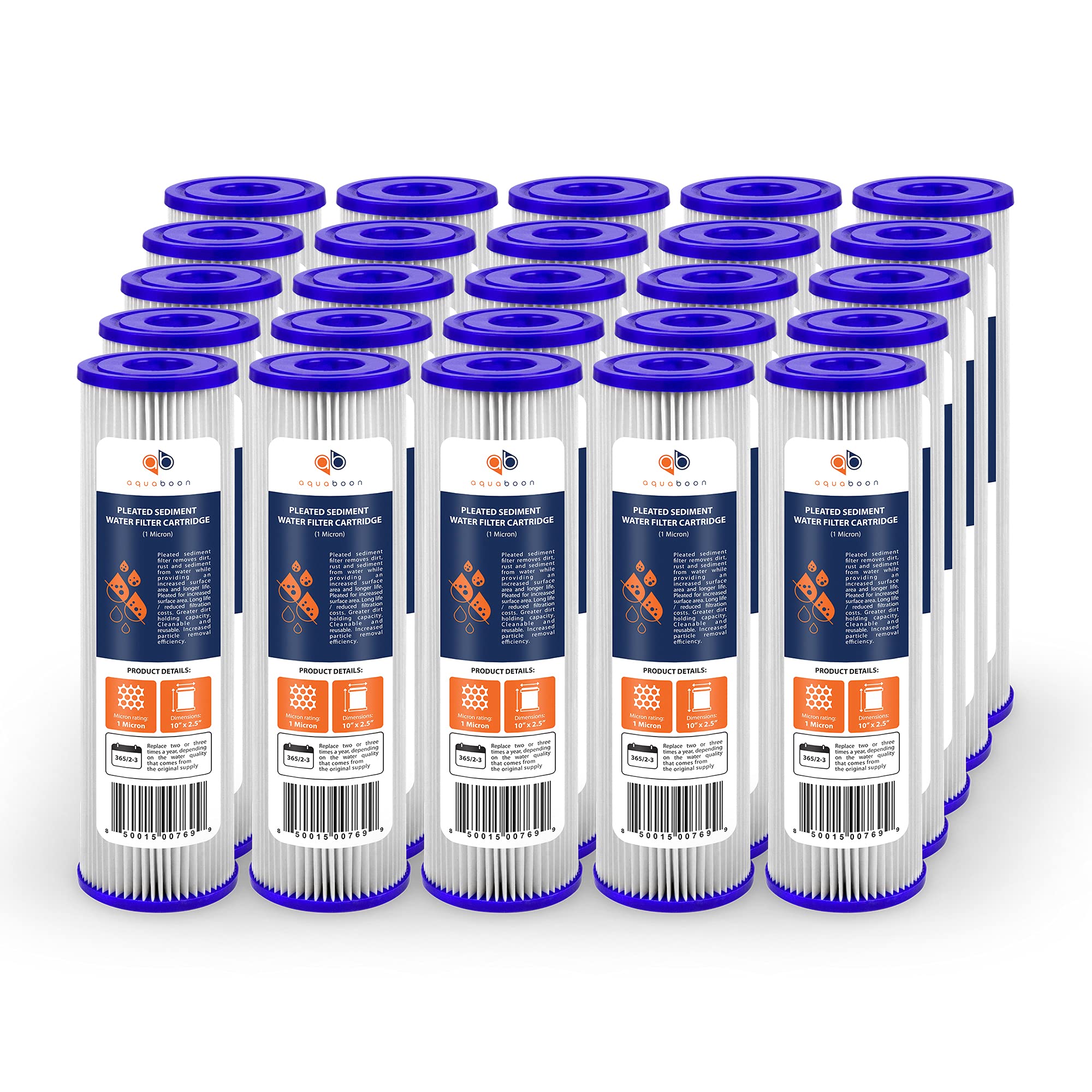 Aquaboon 1 Micron Pleated Sediment Water Filter Cartridge 10