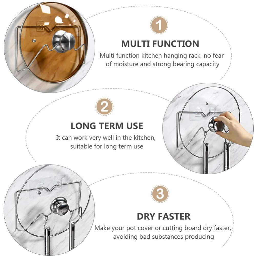 1PC No Punching Hanging Kitchen Organizer - Pot Cover Rack, Cutting Board Holder, Space-Saving Storage Stand for Pots, Pans & Utensils - Perfect for Small Kitchens & Apartment Living