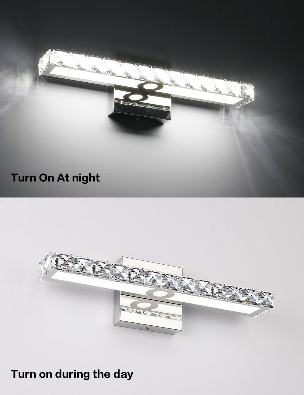 SOLFART Crystal LED Vanity Lights - Wall Mirror Vanity Light Fixtures for Bathroom & Bedroom Lighting - Perfect for Makeup, Grooming & Home Decor