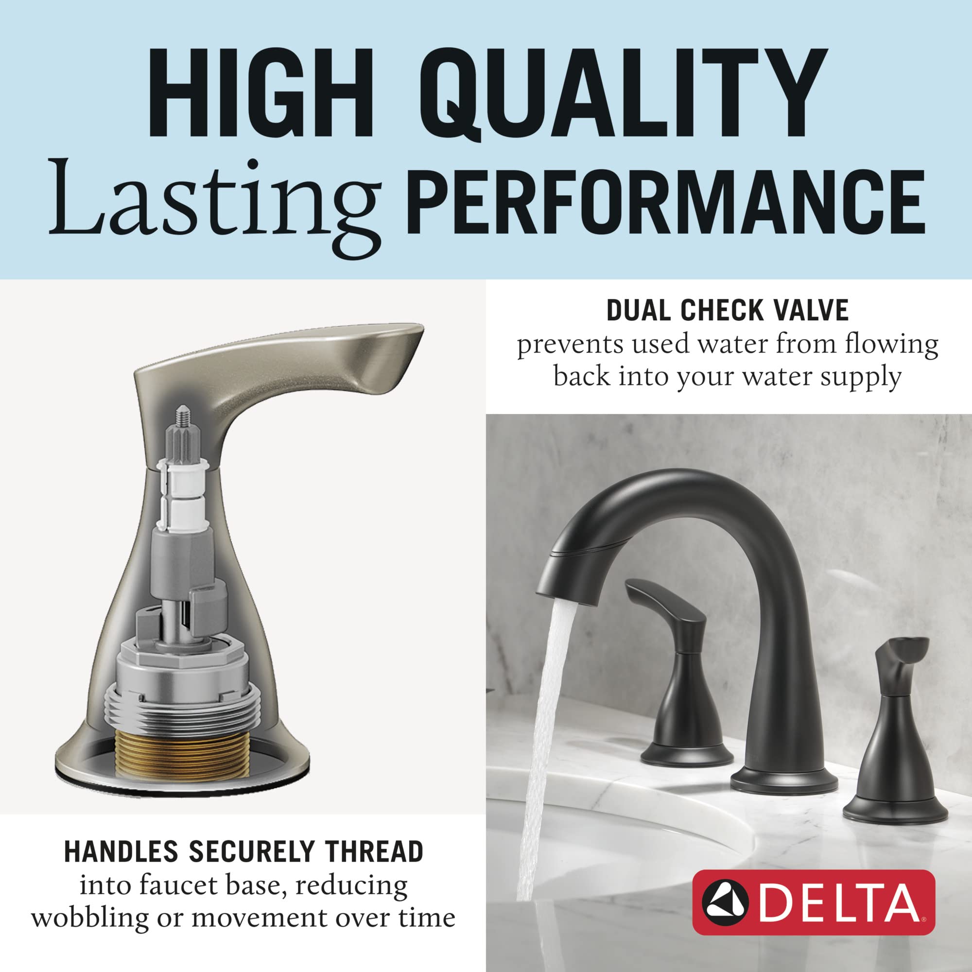 Delta Faucet Broadmoor Pull Down Bathroom Faucet Black - Widespread 3 Hole Bathroom Sink Faucet with Magnet Dock - Matte Black Finish (Model 35765LF-BLPD) - Perfect for Modern Bathrooms, Powder Rooms & Guest Baths