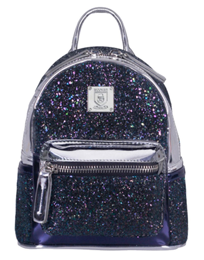 Drasawee Women's PU Leather Sequins Backpack - Stylish Mini Shoulder Bag for School, Travel & Daily Use - Shiny Blue Laser Design Fashion Purse