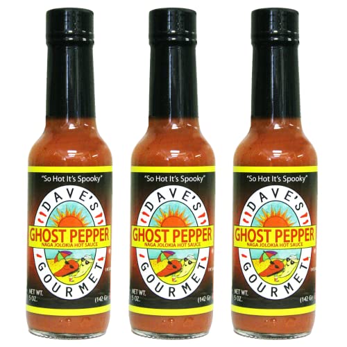 Dave's Gourmet Ghost Pepper Naga Jolokia Hot Sauce - Extra Hot Flavor - 3 Pack (10oz Bottles) - Perfect for Spicy Food Lovers, Wings, Tacos, Burgers and Cooking
