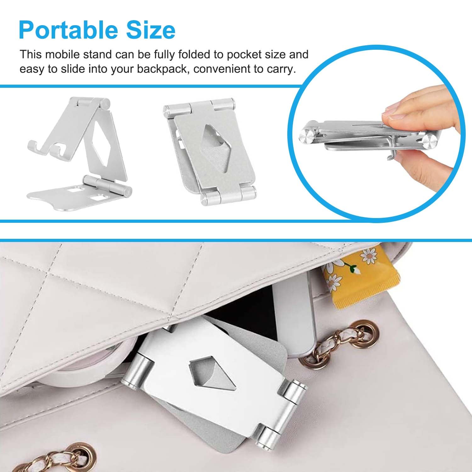 Adjustable Aluminum Phone Stand for Desk - Universal Smartphone Holder Compatible with iPhone 14/13/12/11 Pro Max, Samsung Galaxy, Huawei & More - Perfect for Home Office, Video Calls & Hands-Free Viewing