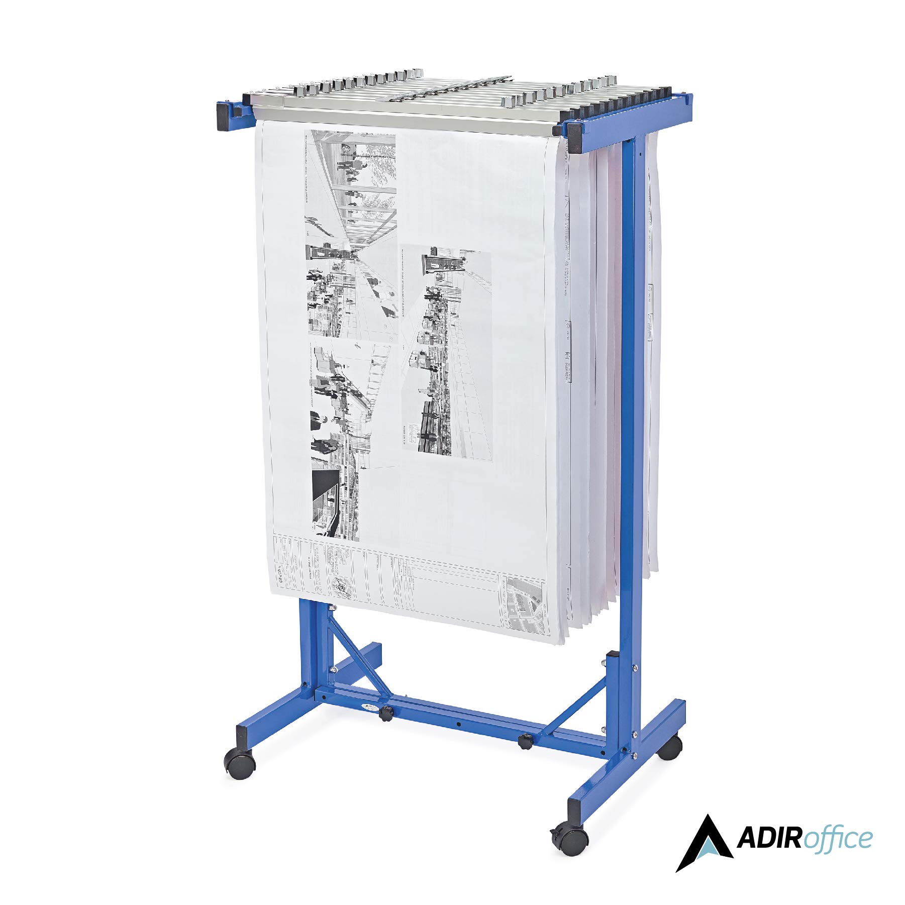 Adjustable Mobile Blueprint Storage Rack with Wheels - Vertical Architect Drawing Holder for Construction Plans, Blueprints & Posters | Perfect for Office, Jobsite & Design Studio Organization