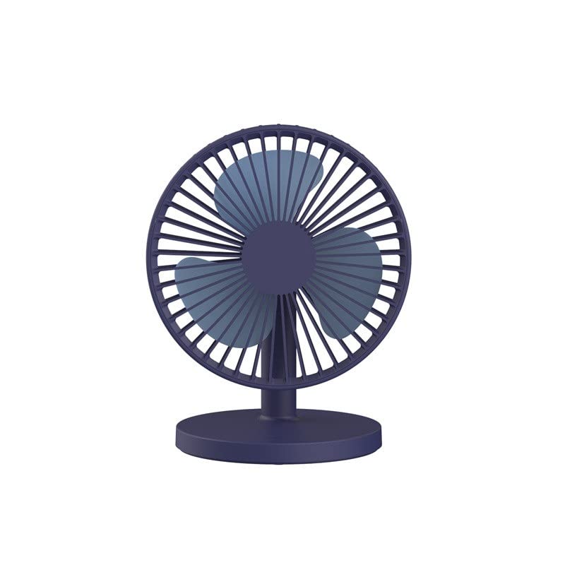 ZYEPE Portable USB Rechargeable Mini Desk Fan with 180° Rotation - 2000mAh Battery Operated Stand Fan for Office, Dorm, Bedroom & Travel - Blue (2022 Model) | Quiet Cooling for Work, Study & Sleep