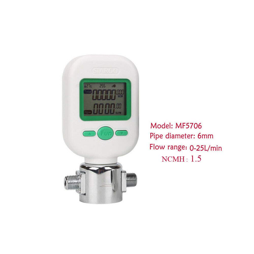 TOPCHANCES Digital Gas Flow Meter 0-25ml/min - Portable Air/Nitrogen/Oxygen Mass Flow Tester with LCD Display (Model MF5706) for Compressed & Inactive Gases - Perfect for Laboratory, Industrial & HVAC Applications