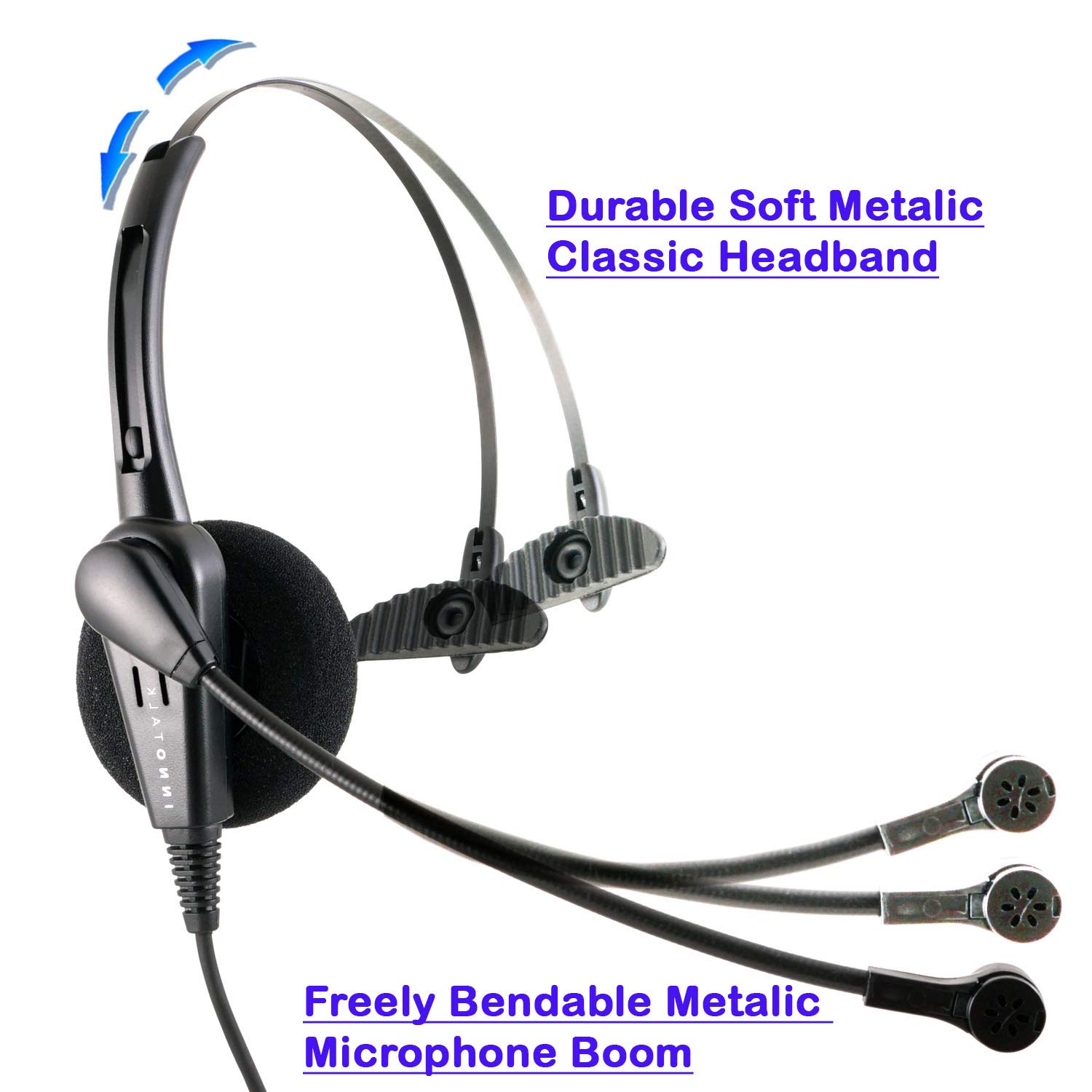 INNOTALK Affordable USB Monaural Headset for Call Centers - Plug & Play for MS Lync, Skype - Perfect for Remote Work & Customer Service