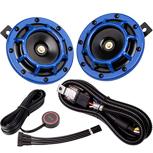 Blue horn with wire button