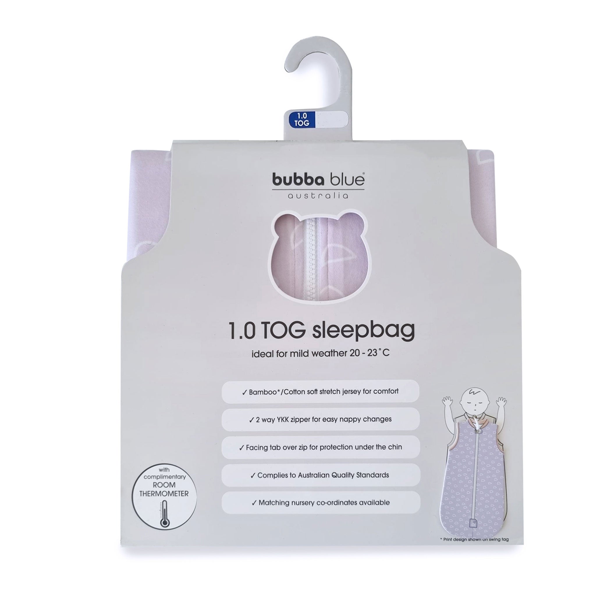Nordic 1.0 TOG Baby Sleep Sack - Soft Cotton Sleeping Bag for Infants 0-24 Months | Peach & Lilac Colors | Perfect for Nursery, Daycare & Travel