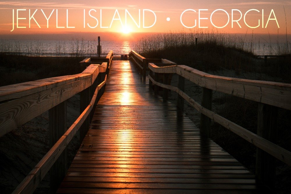 12x18 Jekyll Island Georgia Beach Boardwalk Sunrise Wall Art Poster - Coastal Decor for Living Room, Bedroom & Office - Perfect Beach House Decor & Gift Idea