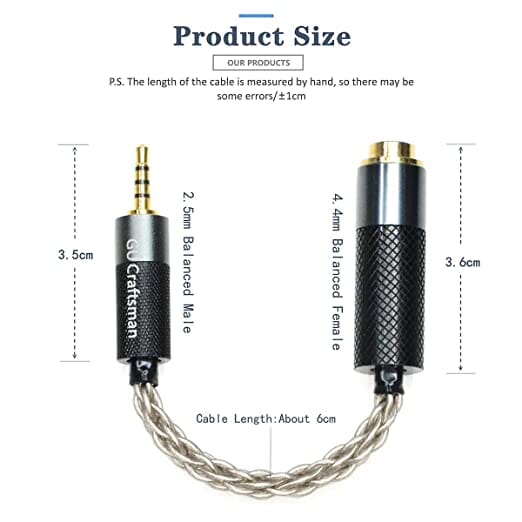 Premium GUCraftsman Audio Adapter - 2.5mm to 4.4mm & 3.5mm to 2.5mm/4.4mm Balanced Connector - Perfect for Headphones, Hi-Fi Systems, and Professional Audio Equipment