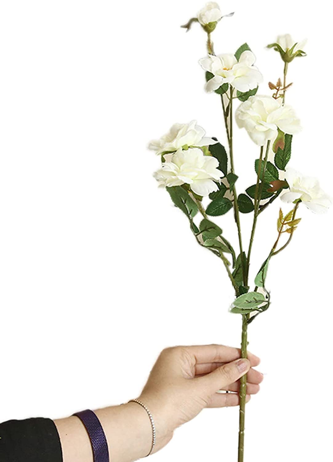 Artificial Fake Flowers for Home & Garden Decor - 1Pc Bendable DIY Fake Flower Plant for Wedding, Party, Festival, Craft - White (Color Name) | Perfect for Indoor/Outdoor Decorations, Table Centerpieces & Gift Wrapping