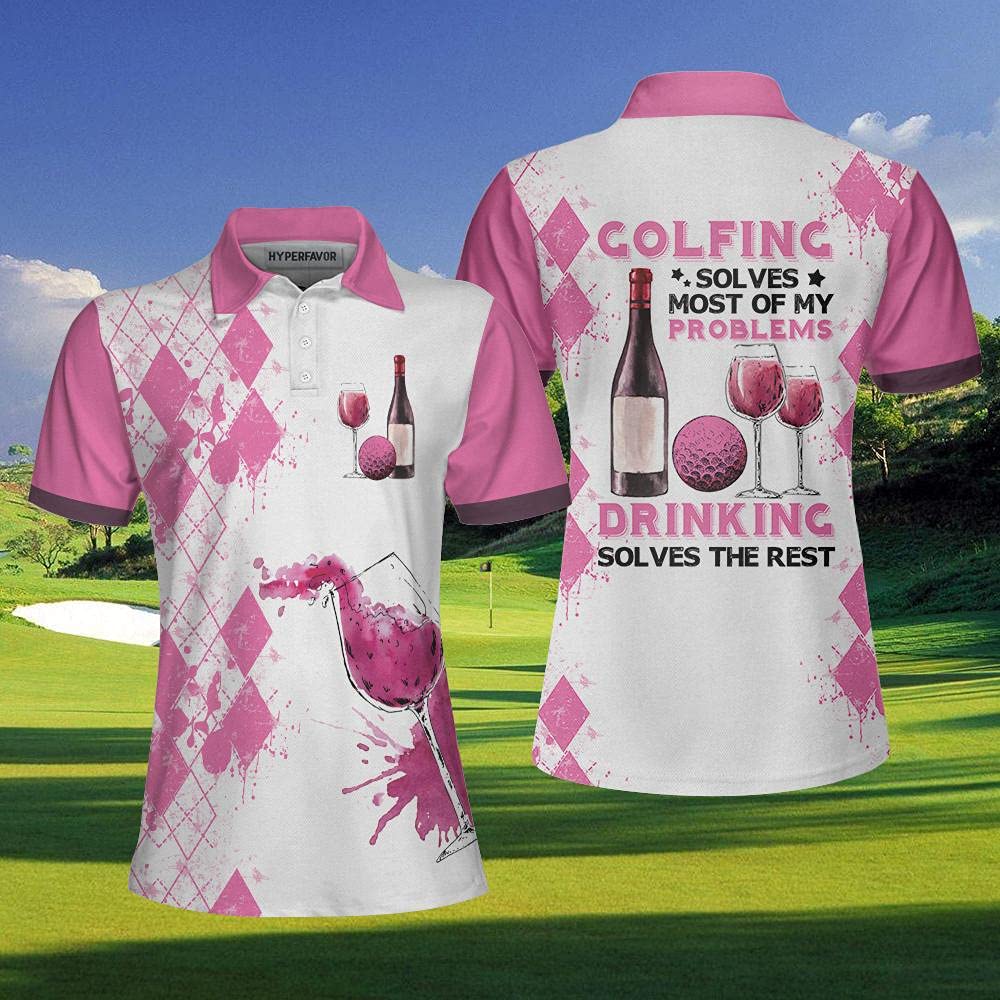 HYPERFAVOR Women's Short Sleeve Golf Polo Shirt - Stylish Wine-Themed Performance Top for Golf & Casual Wear - Perfect for Golf Outings, Wine Tastings & Summer Activities