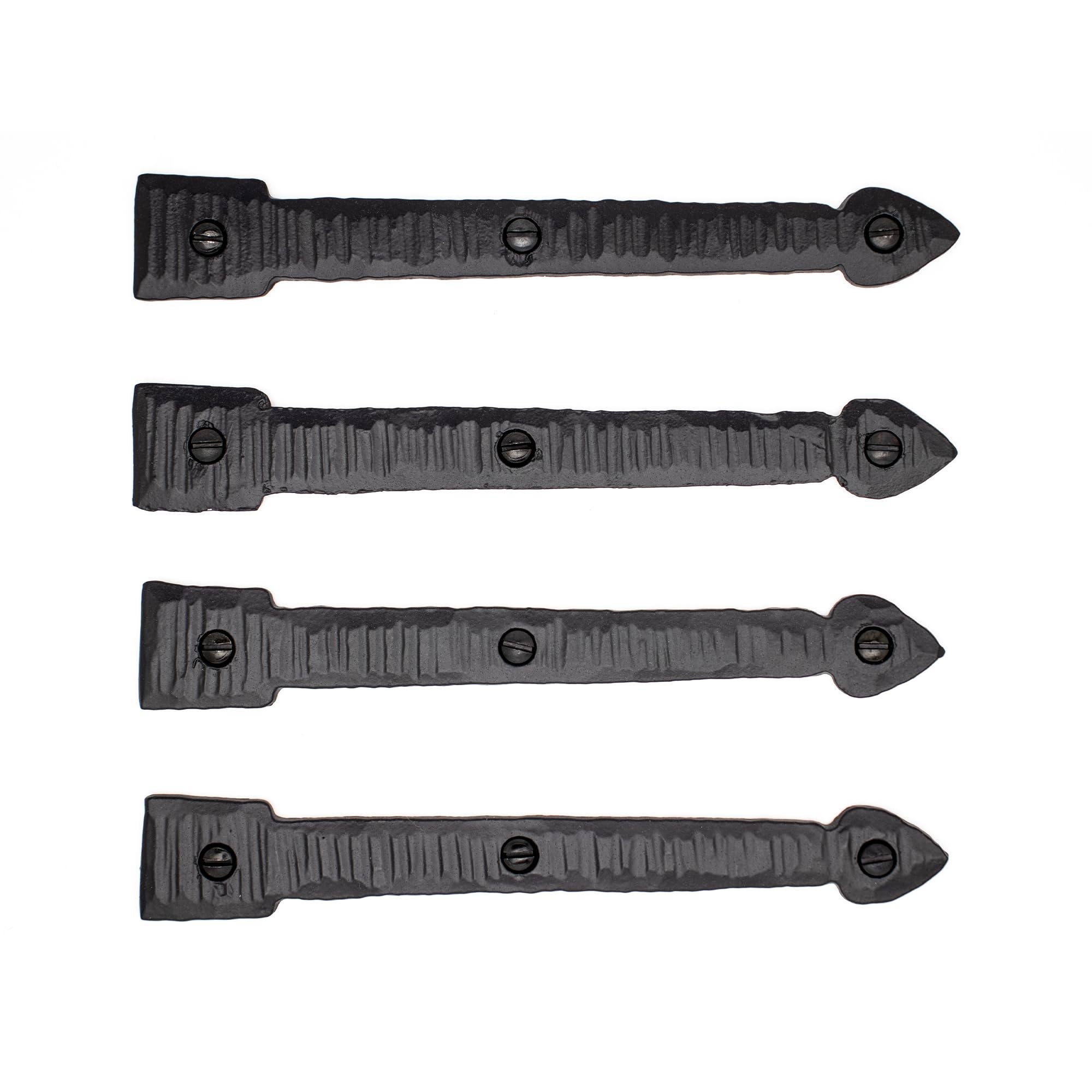4 Pack 6 Inch Black Faux Strap Hinges - Hand Forged Decorative Hinges for Farmhouse, Barn & Castle Doors - Rustic Iron Dummy Hinges - Colonial Style Hardware for Shutters, Gates & Interior Doors - Perfect for Vintage Home Decor & DIY Projects