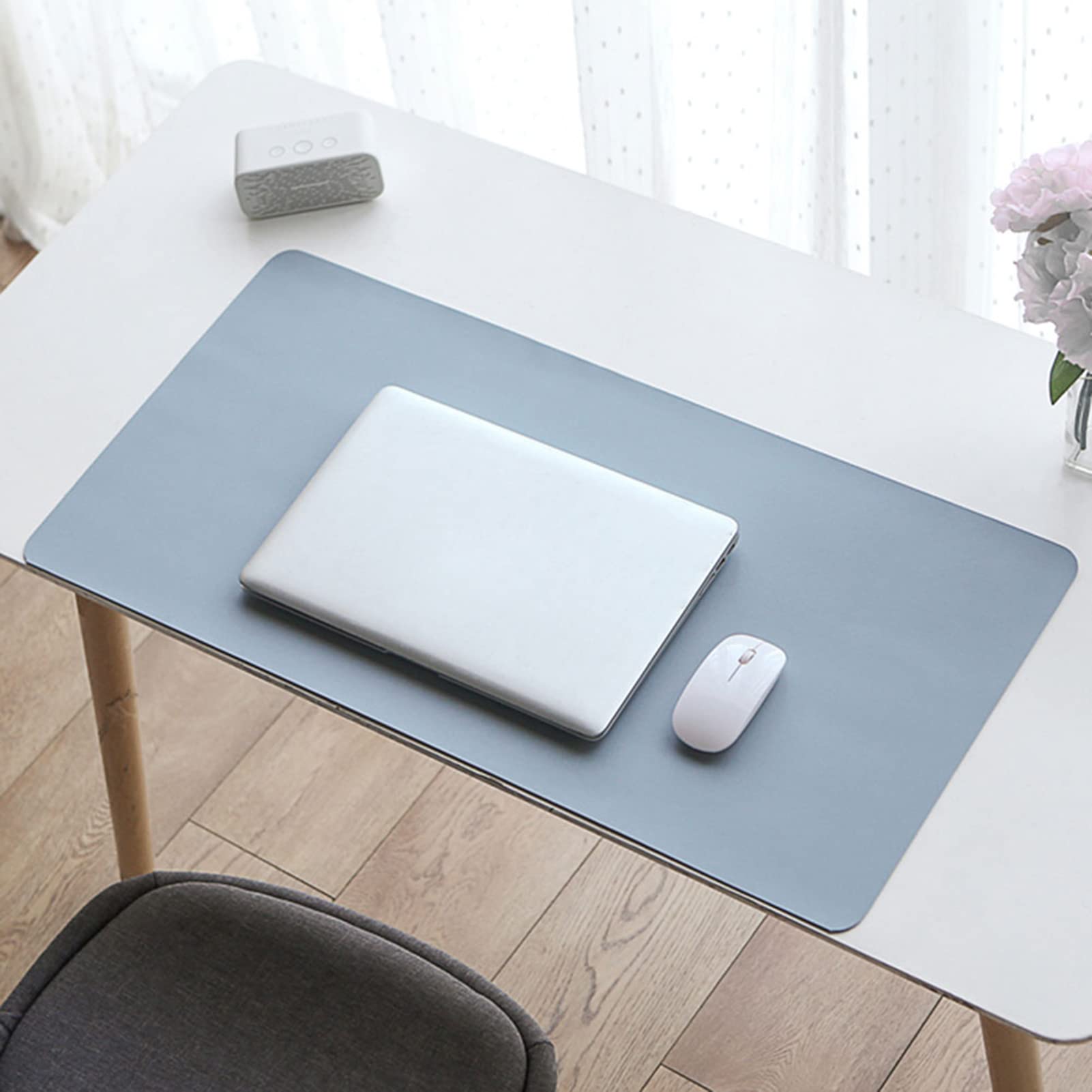 Premium PU Leather Desk Pad & Mouse Pad - Extra Large 80x40cm, Ultra Thin Waterproof Office Table Mat for Gaming & Work - Light Blue | Perfect for Home Office, Gaming Setup & Workspace Protection