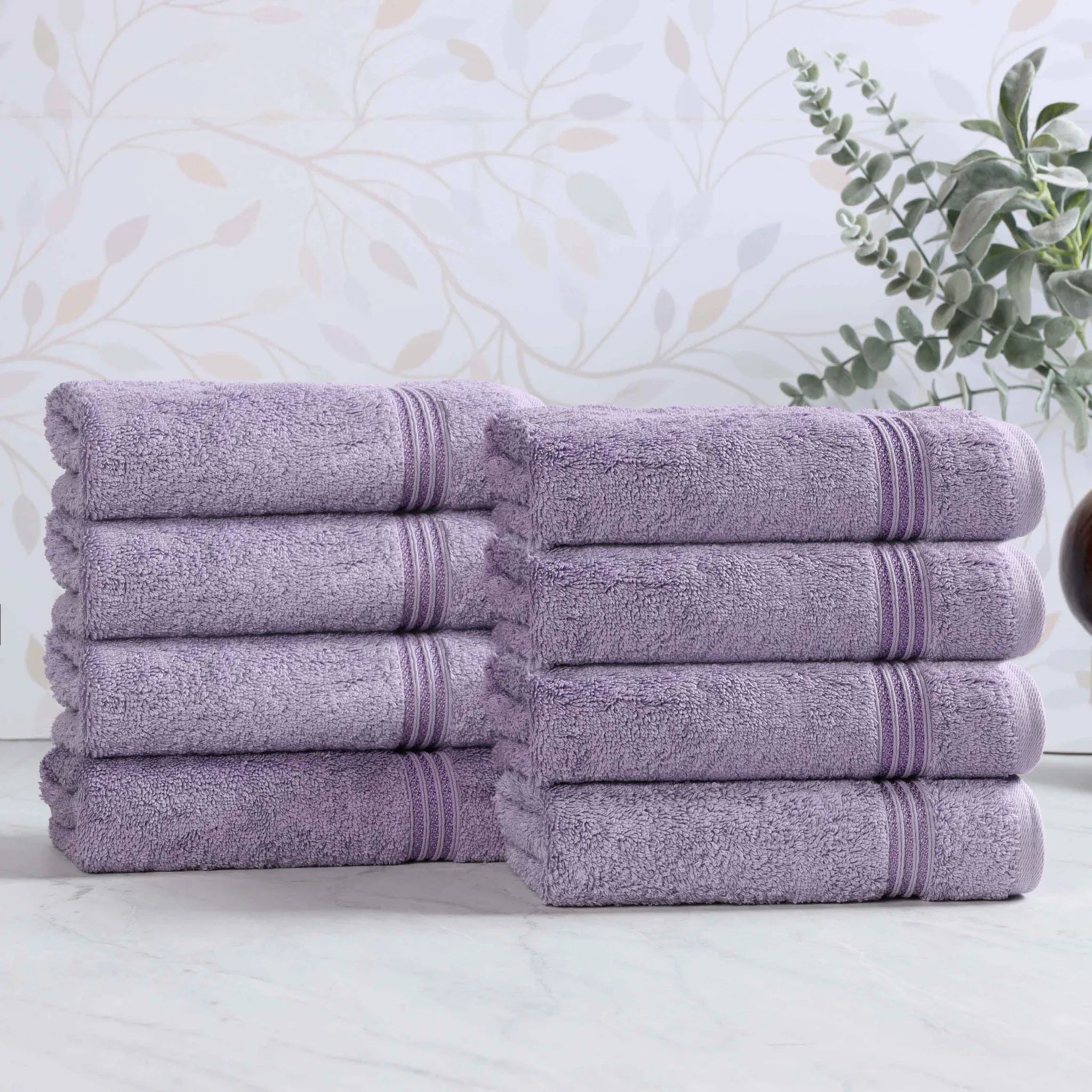 Premium 100% Egyptian Cotton Plush Hand Towels - Ultra Soft & Absorbent Bath Towel Set of 8 for Bathroom, Kitchen & Spa Luxury (24x16 Inches)