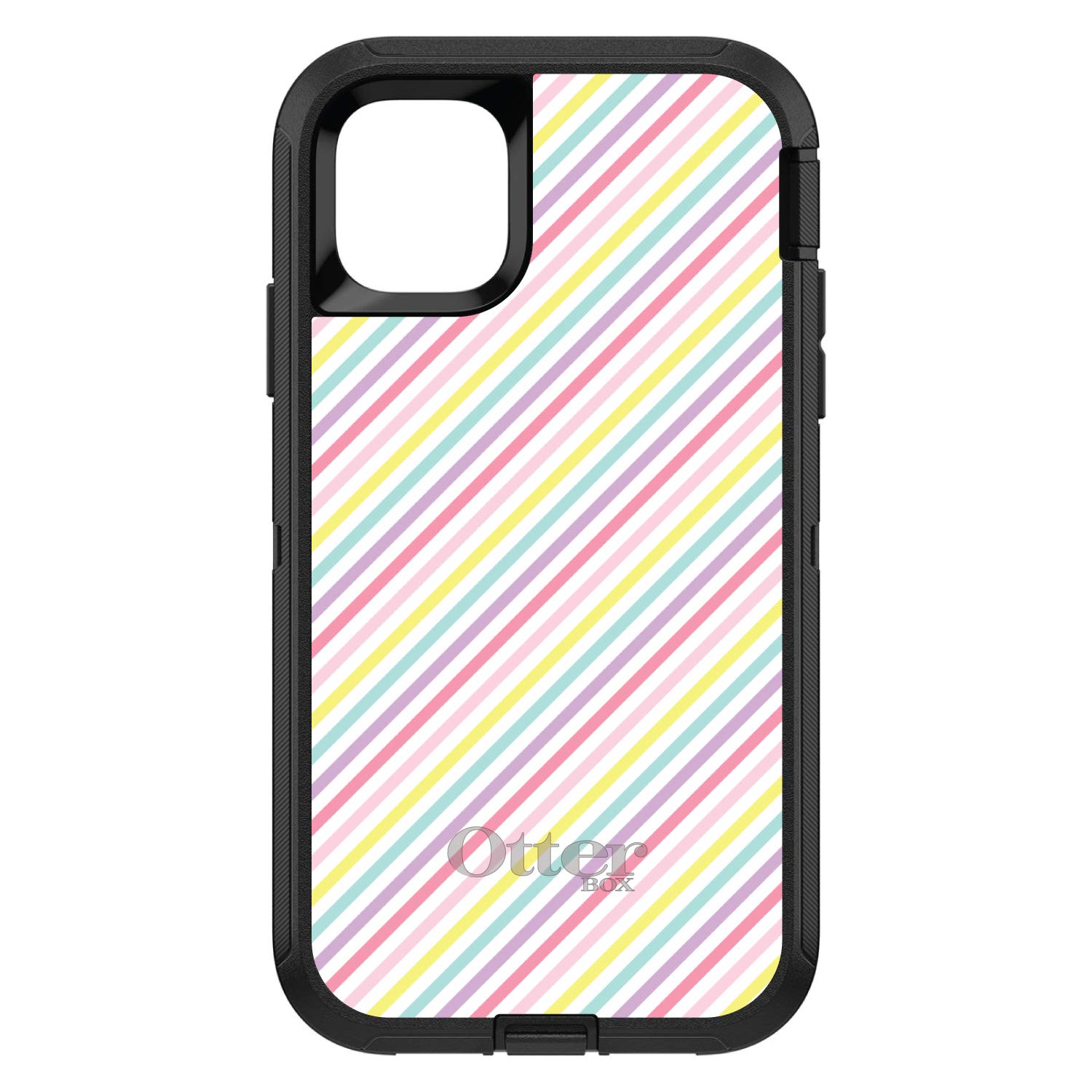 DistinctInk iPhone 12 Pro MAX Case (6.7 Inch) - Shockproof Protective Cover with Rainbow Diagonal Stripes Design - Durable Replacement for OtterBox Defender - Perfect for Outdoor Activities, Travel & Daily Use