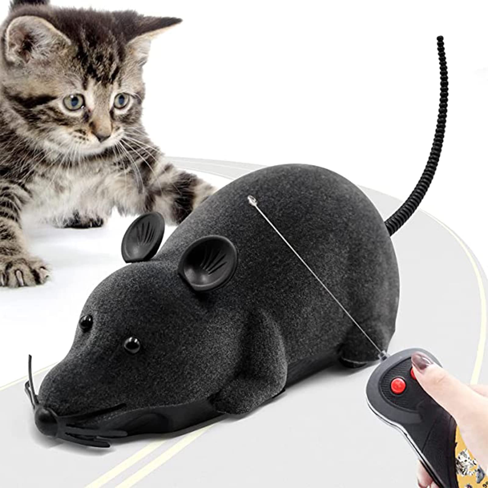 Aerbee Electric RC Rat Toy - Realistic Remote Control Mouse for Cats, Interactive Pet Toy with Flocking Motion, Wireless Chase Game for Fun & Prank - Perfect for Scaring Friends & Entertaining Pets - Great Novelty Gift for Animal Lovers (Ideal for Playtime, Training & Halloween Pranks)