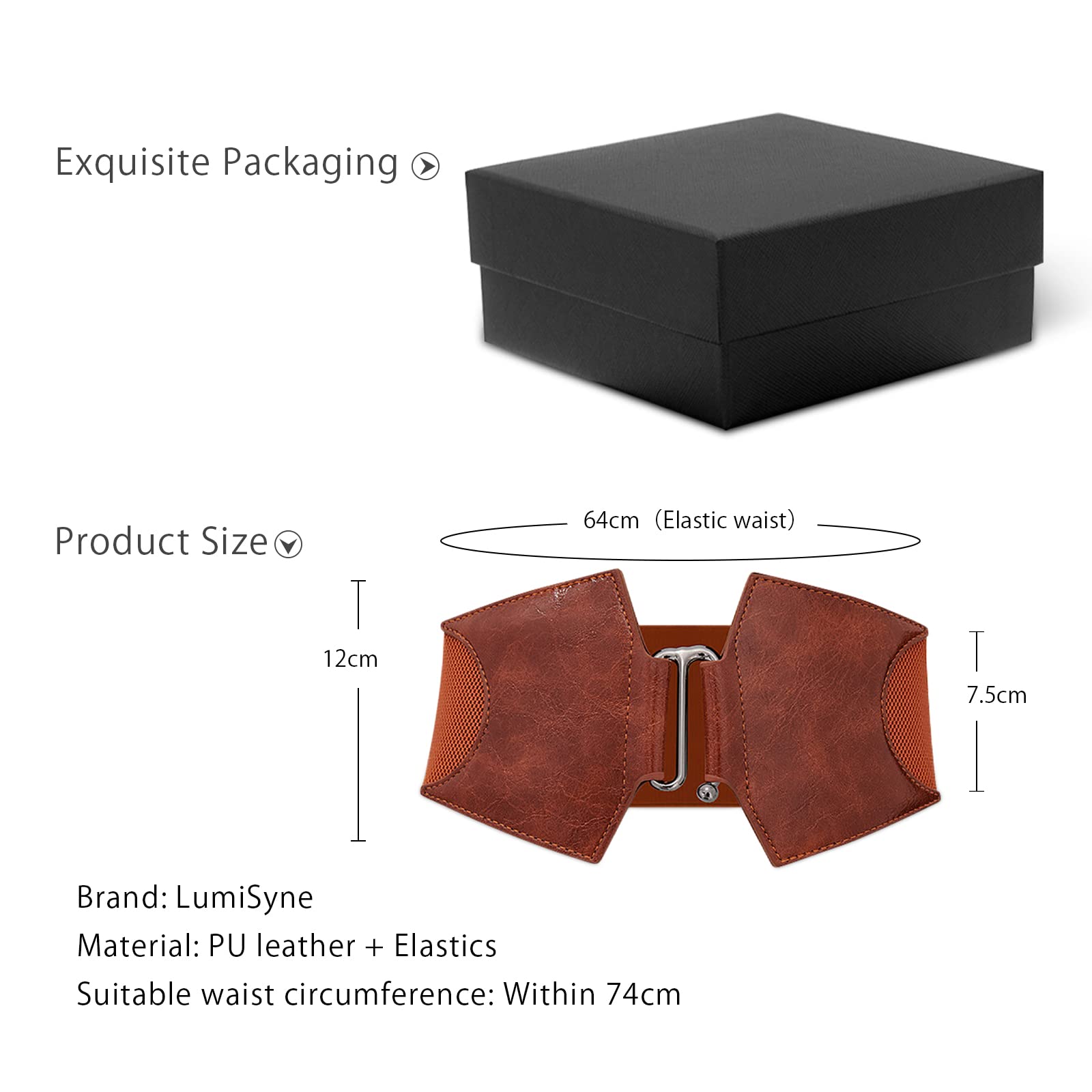 **Women's Wide Elastic Leather Belt with Alloy Hook Buckle - Stretchy Waistband for Dresses, Shirts & Overcoats - Perfect for Office, Casual & Formal Wear**
