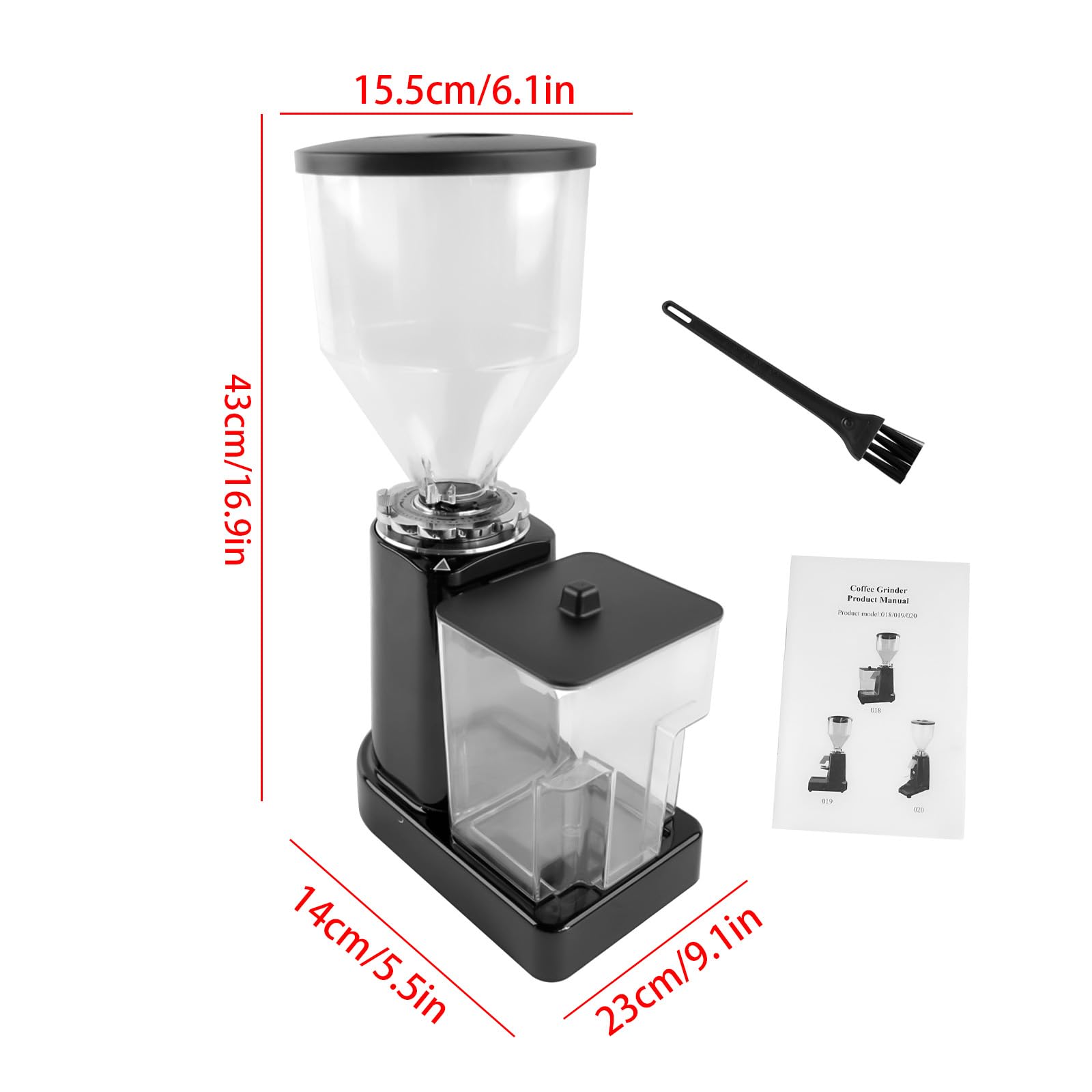 Premium Electric Coffee Bean Grinder - 35oz Large Capacity Flat Burr Grinder with 19 Adjustable Settings for Espresso, French Press & Drip Coffee - Perfect for Home & Commercial Use (Black)