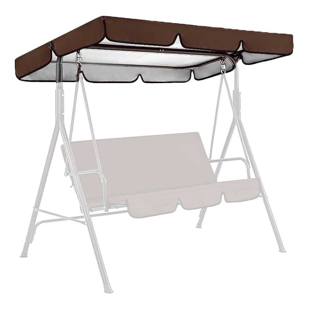Waterproof UV-Resistant Swing Canopy Replacement Cover - Sun Shade Top for 3-Seat Outdoor Swing Chair - Perfect for Garden, Patio & Backyard Relaxation (Brown)