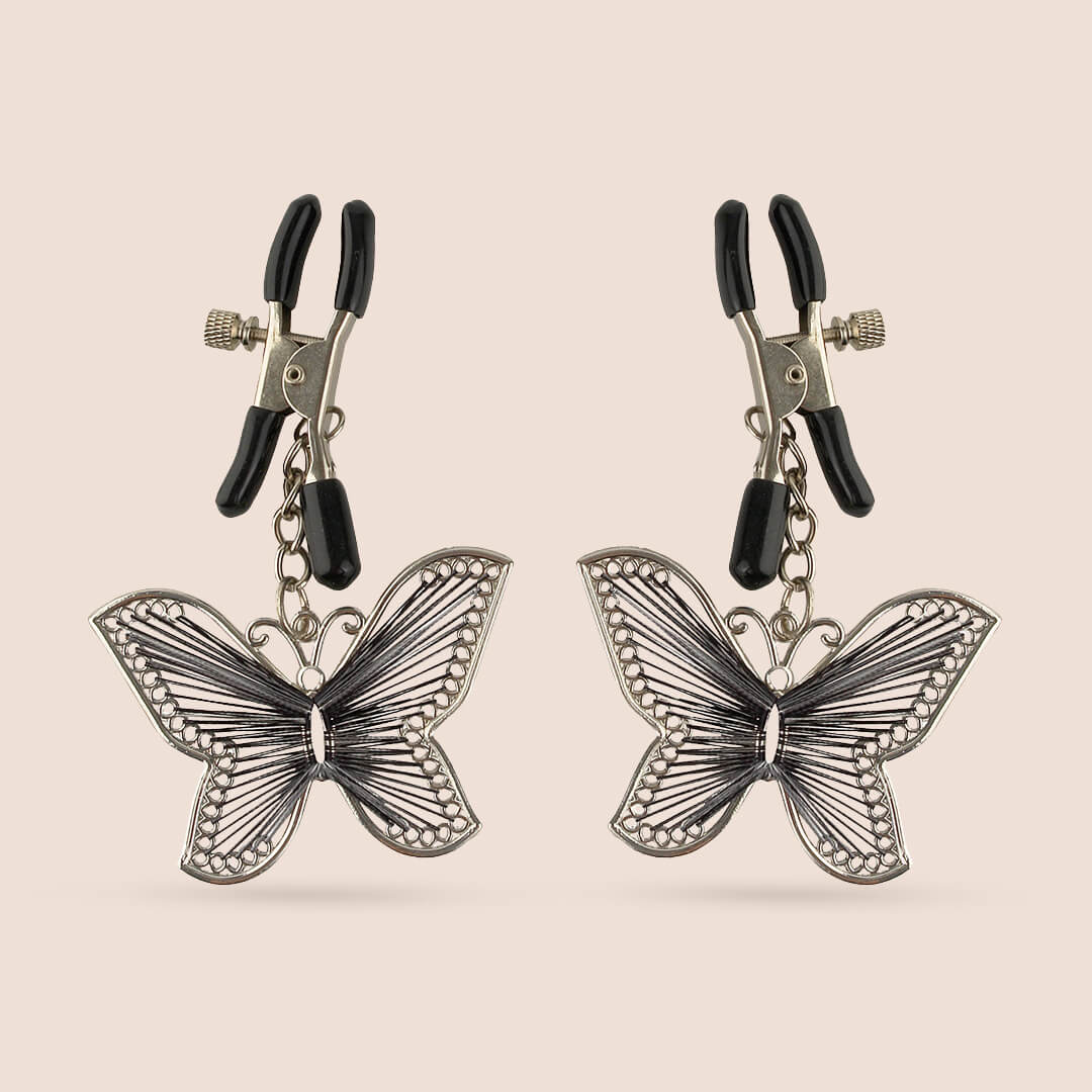 Fetish Fantasy Adjustable Butterfly Nipple Clamps - Sensual Jewelry for BDSM Play, Couples Intimacy & Adult Roleplay