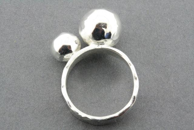 Hammered Sterling Silver 2 Ball Bead Ring for Women - Boho Chic Jewelry for Everyday Wear & Special Occasions