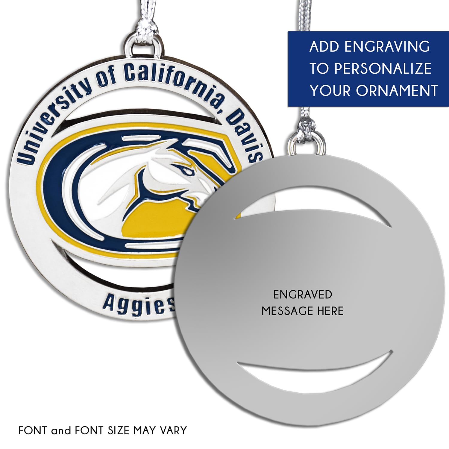 NCAA UC Davis Aggies Christmas Ornament - Fan Frenzy Gifts for College Sports Decor, Holiday Tree Decorations & Alumni Gifts
