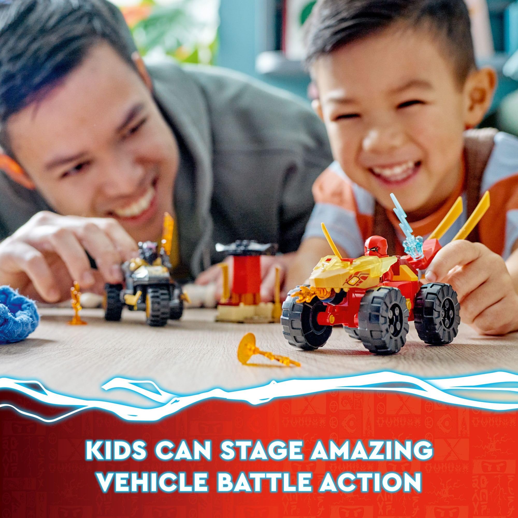LEGO NINJAGO Kai and Ras' Car and Bike Battle 71789 Building Toy Set with Ninja Car, Motorcycle & 2 Minifigures - Perfect Birthday Gift for Kids, Toddlers & Ninja Fans - Great for Imaginative Play, Action Scenes & Collectible Displays