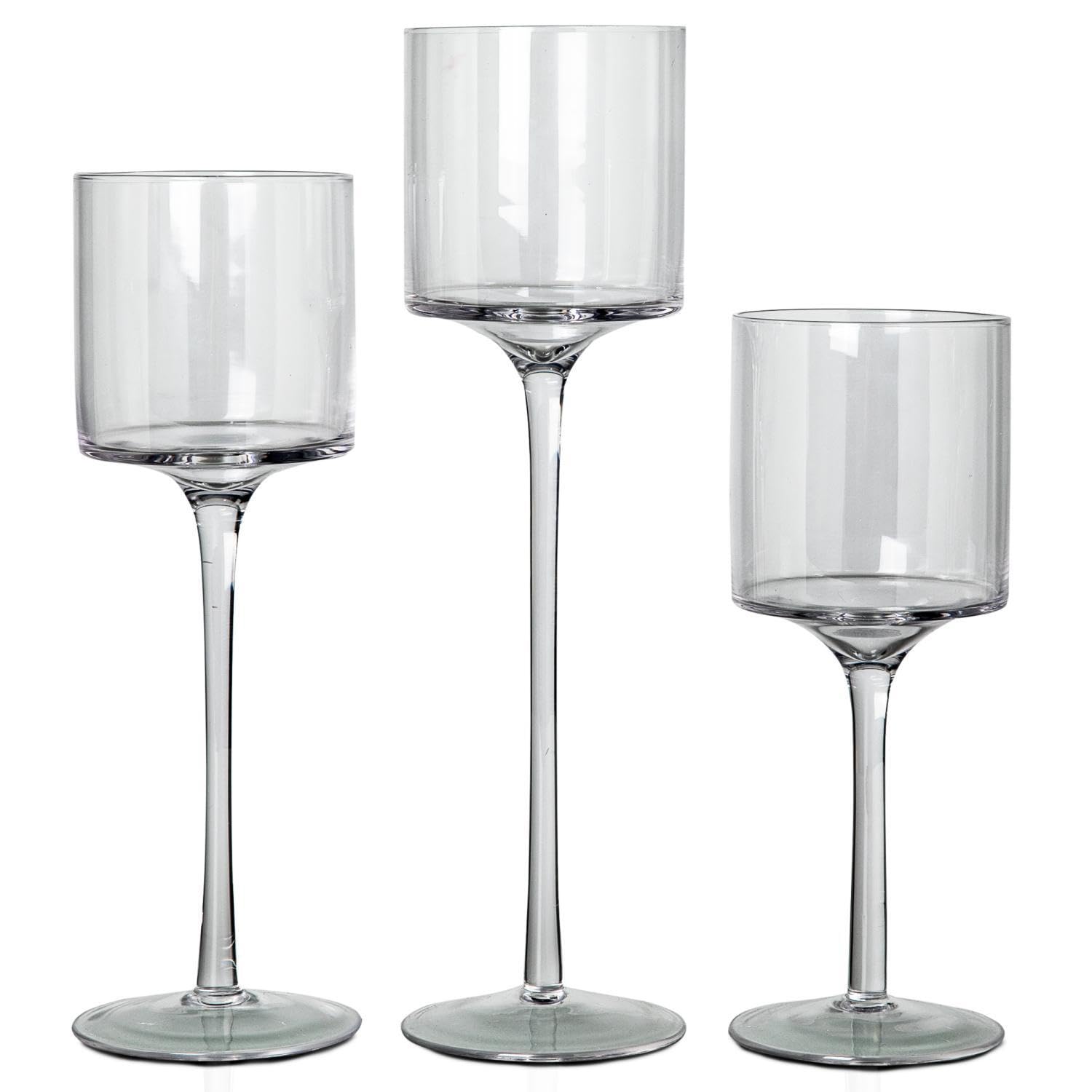 Elegant Clear Glass Candle Holders - 6 Sets Large Hurricane Tea Light Holders for Weddings, Dining Parties & Home Decor | Perfect for Table Settings, Romantic Ambiance & Gift Giving