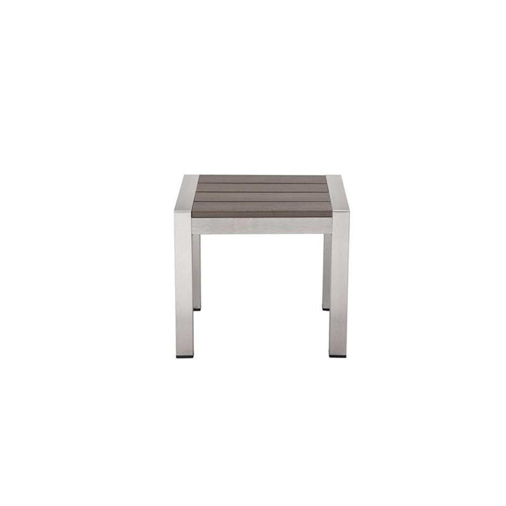 2-Piece Aluminum Patio Lounger Set with Side Table in Gray - Outdoor Furniture for Poolside, Garden, and Backyard Relaxation